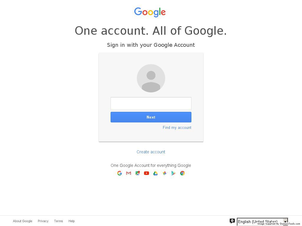 A Gmail phishing site. 