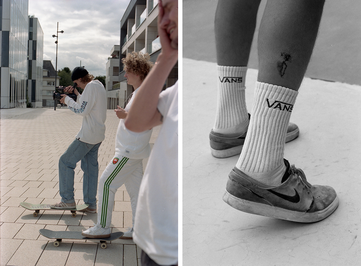 jonge skaters op hun skateboard in luxemburg, vans sokken en janoski's met schaafwonden, foto door Cléo-Nikita Thomasson