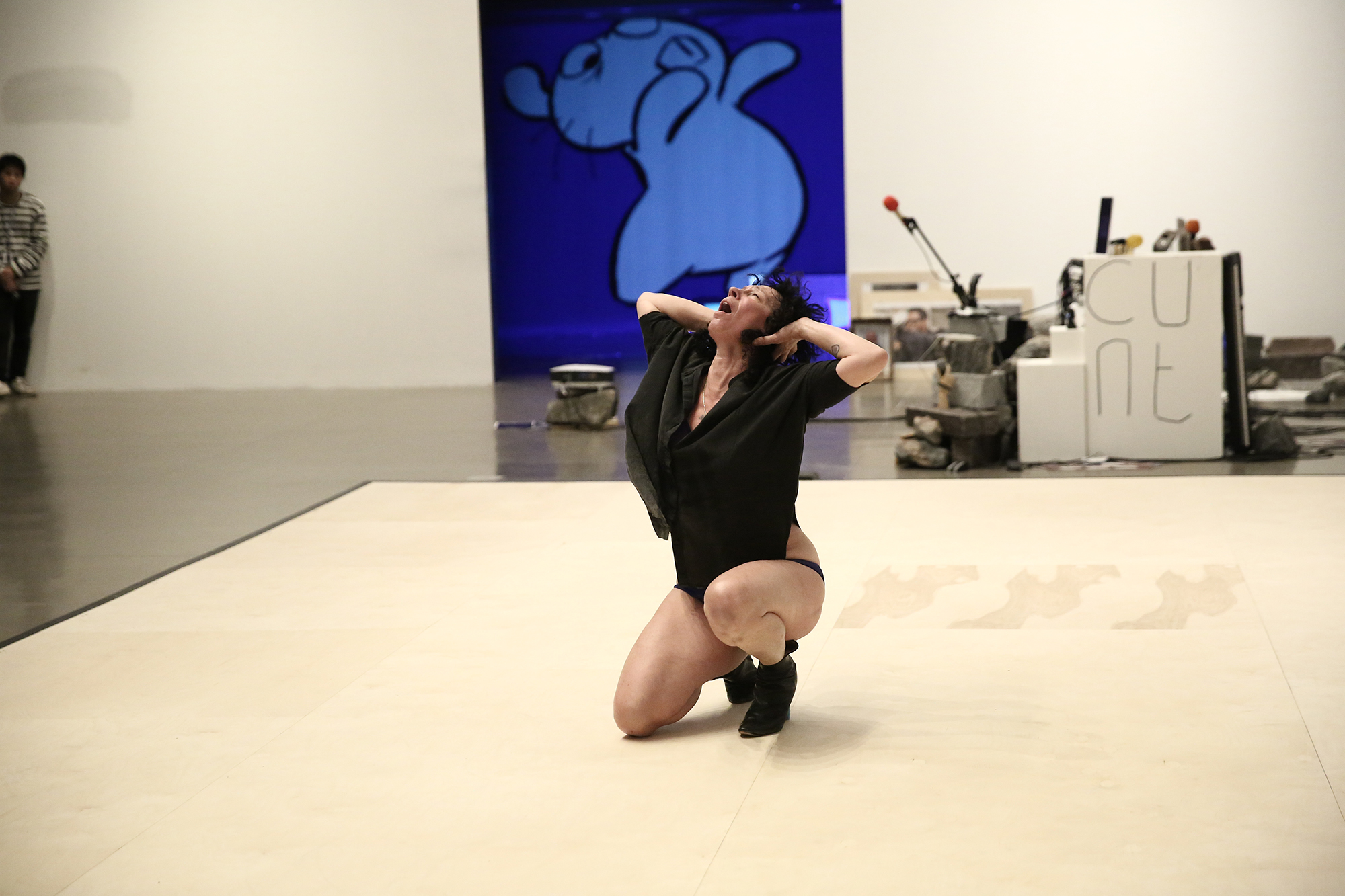 Sarah Michelson pushes her body to extremes in a performance of ‘October2018/\’ at the Walker Art Center; photo by Paula Court.