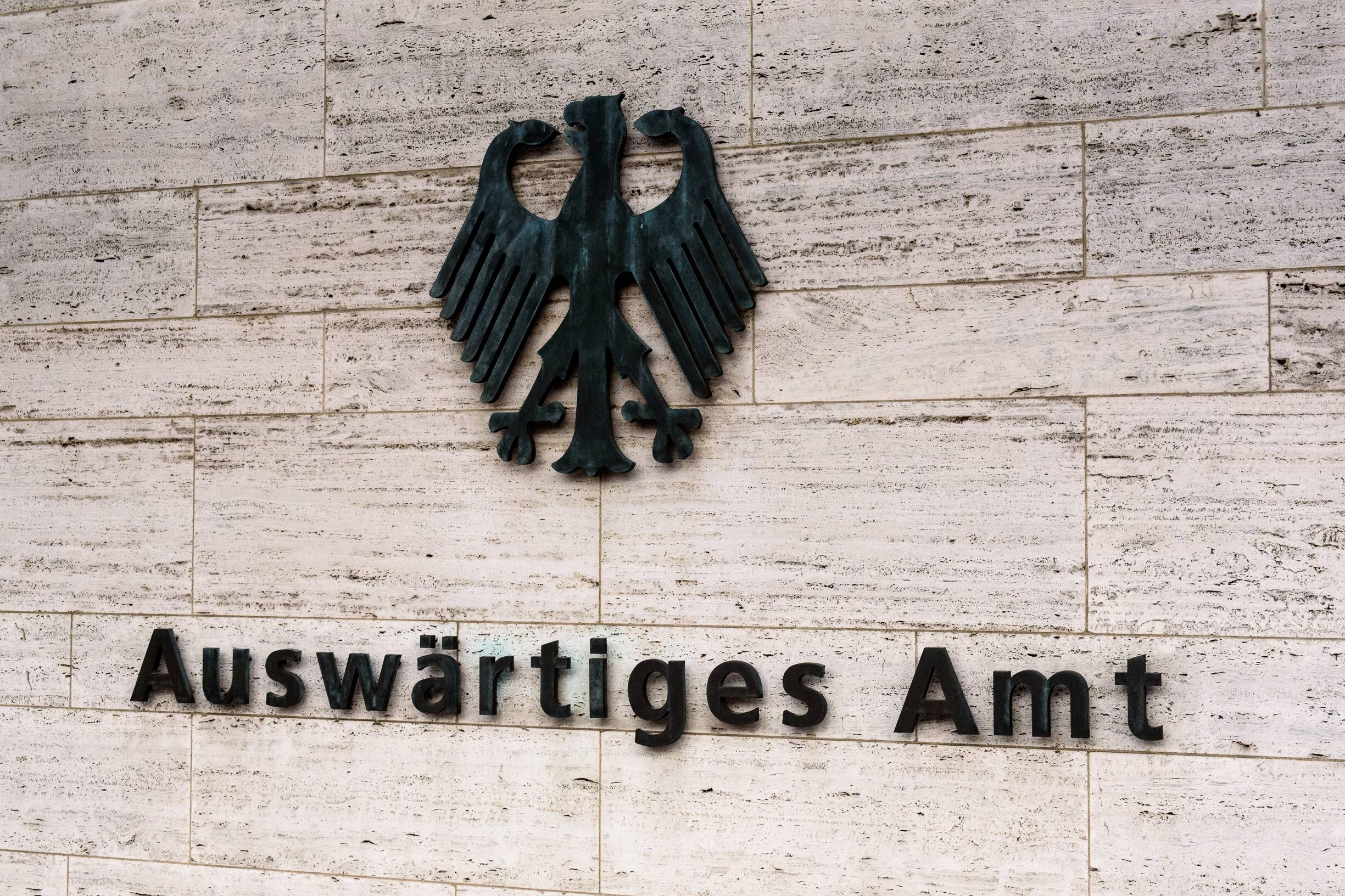 Das Logo des deutschen Auswärtigen Amts in Berlin