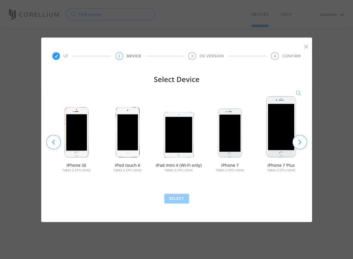A screenshot of Corellium's interface.