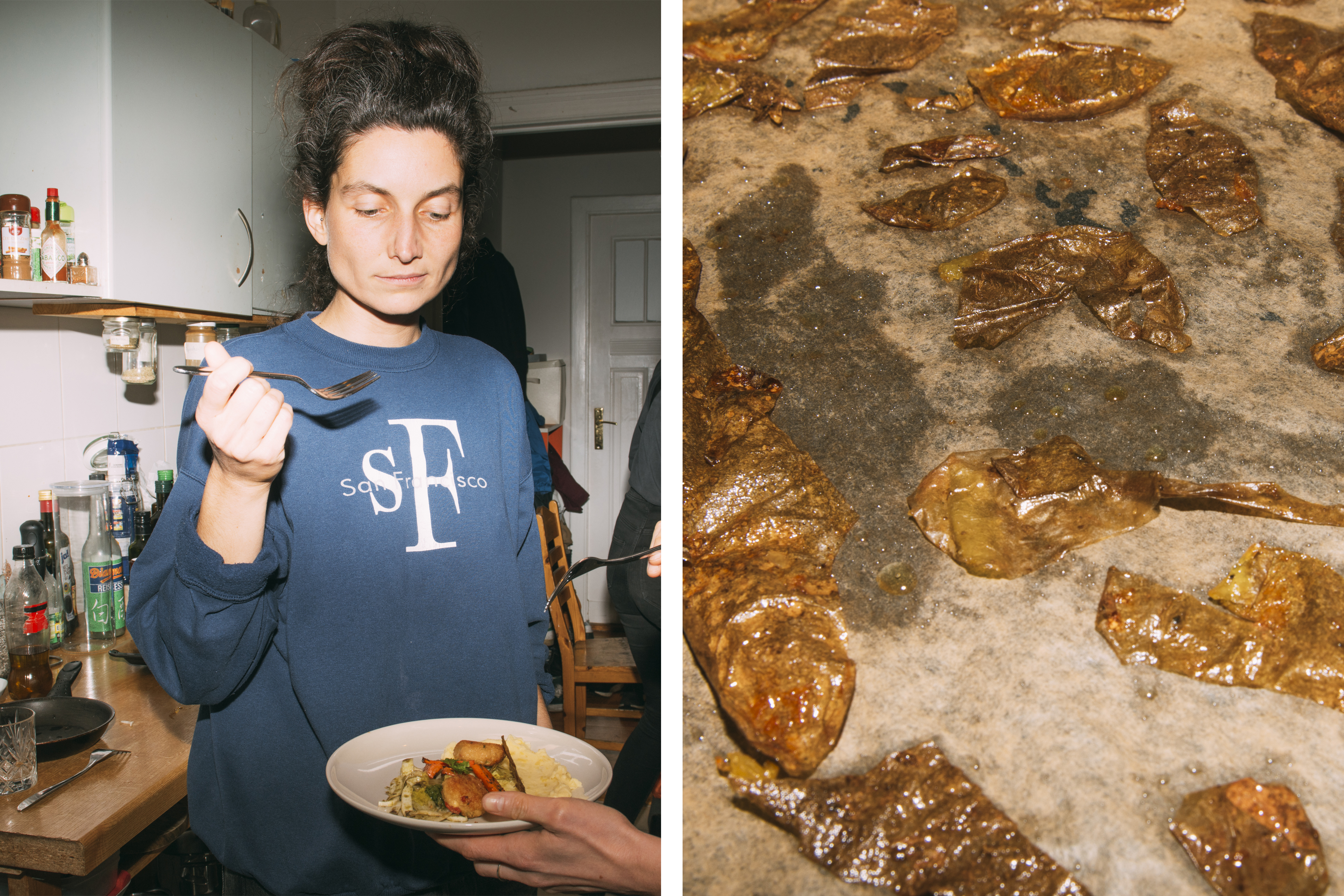 Sandra und Kartoffelschalen-Chips