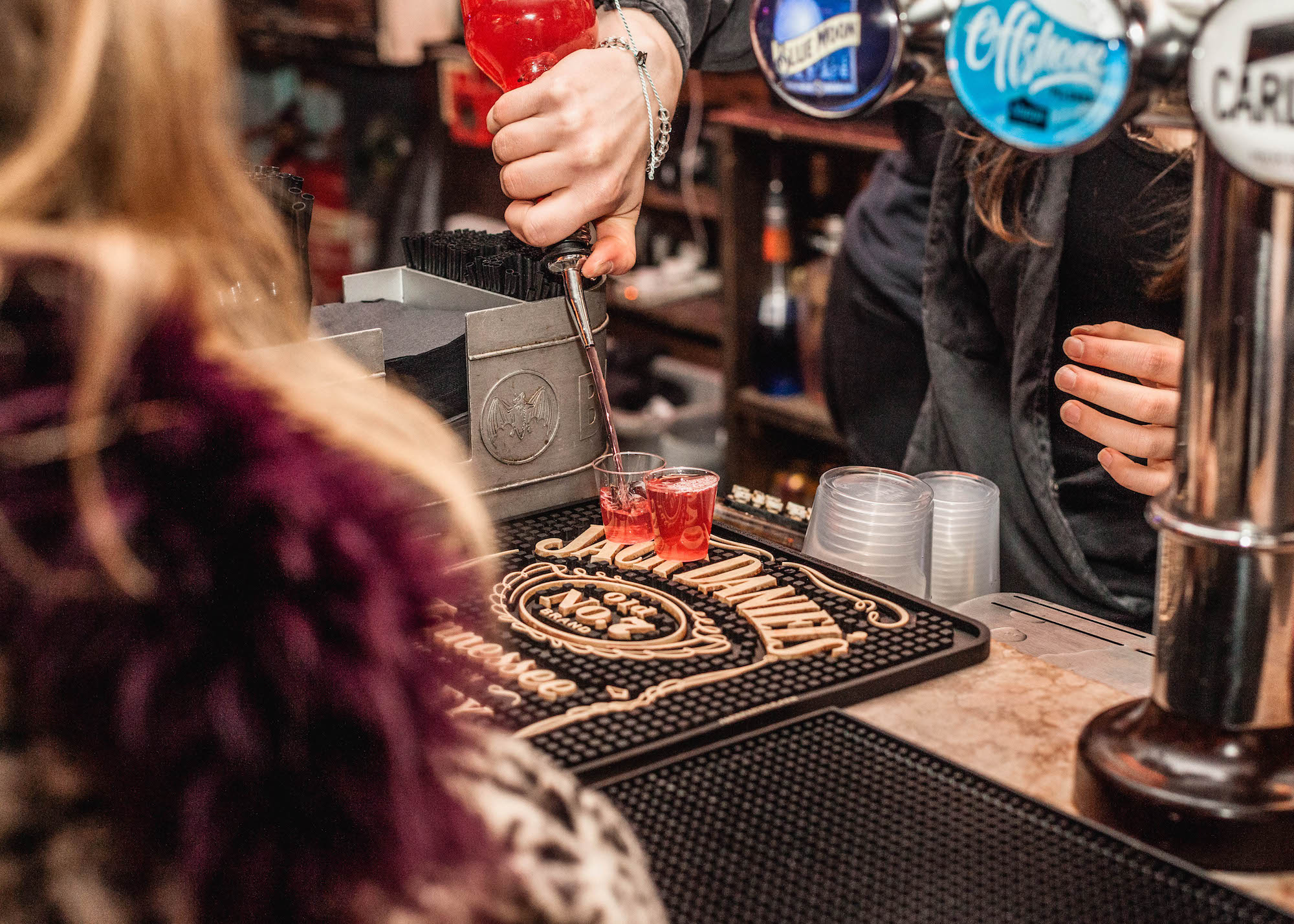 shot of red alcohol