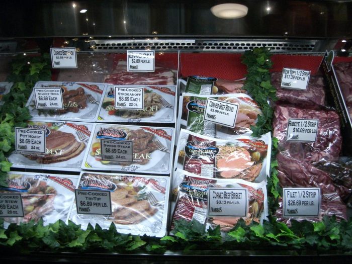 vlees in vitrine