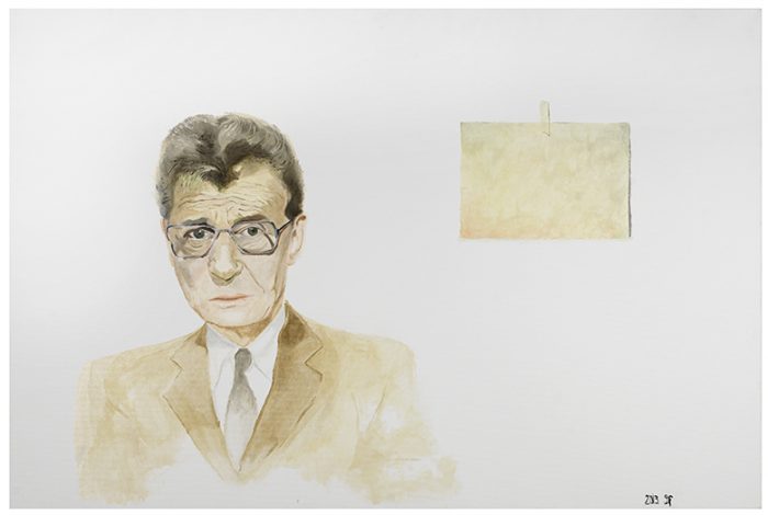 een portret van Simon Carmiggelt geschilderd door Gwen