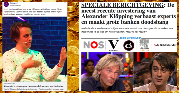 Krantenkop en advertentie