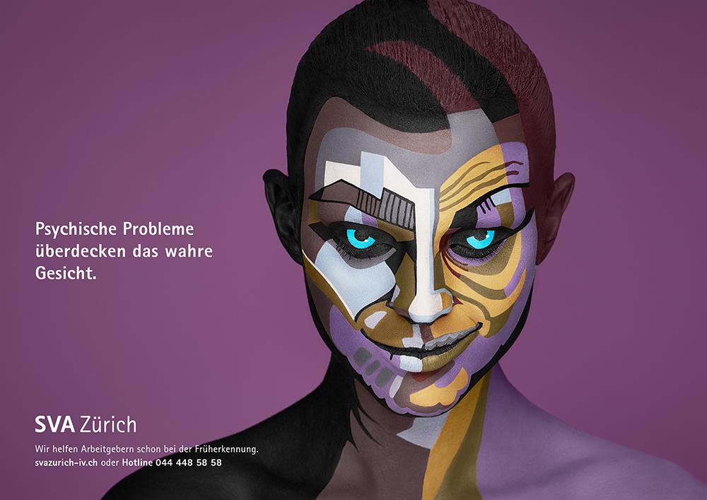 SVA Kampagne psychische Probleme Mann mit Fratze schaut böse