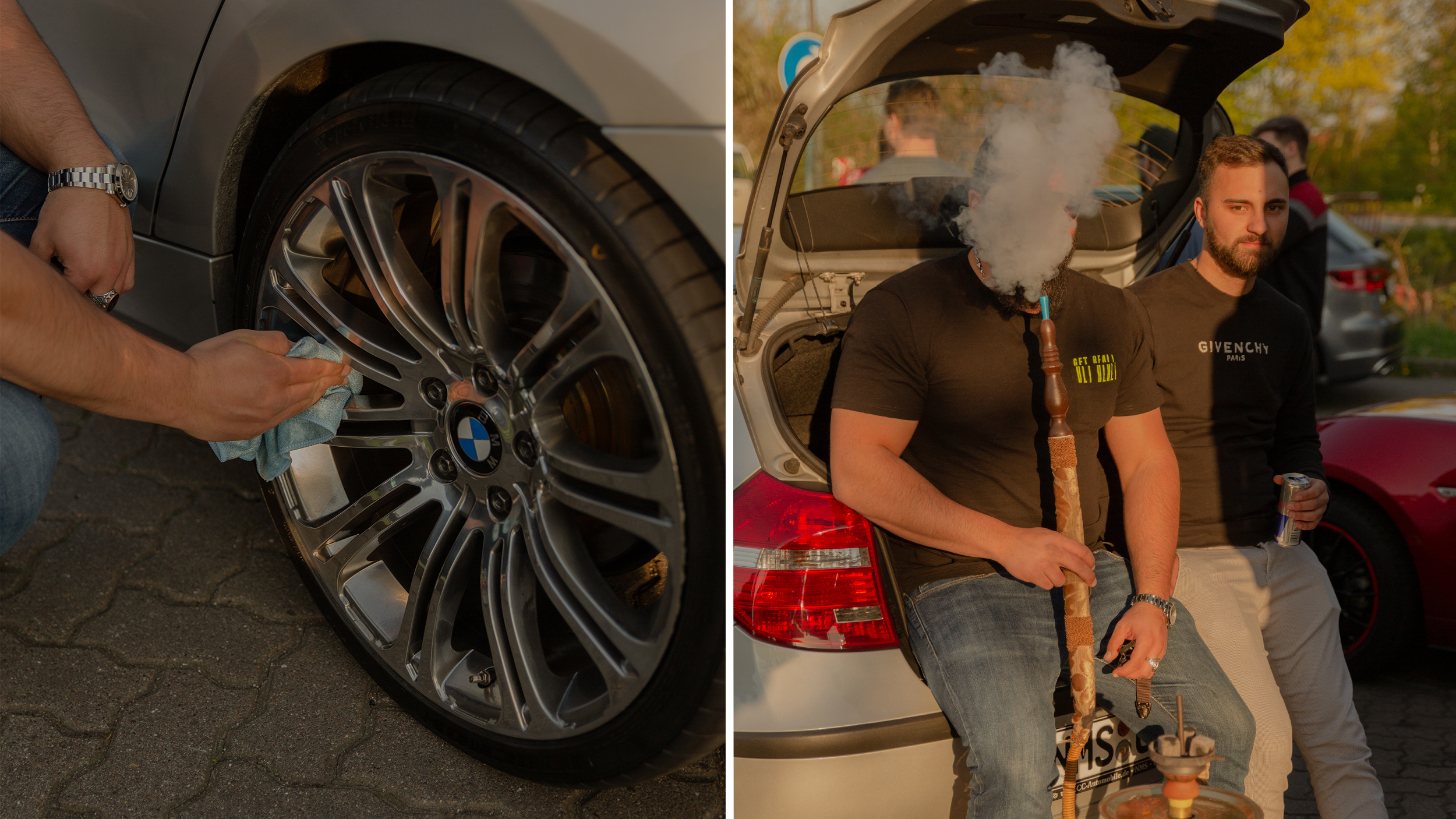 Zwei Tuner vor ihrem Auto
