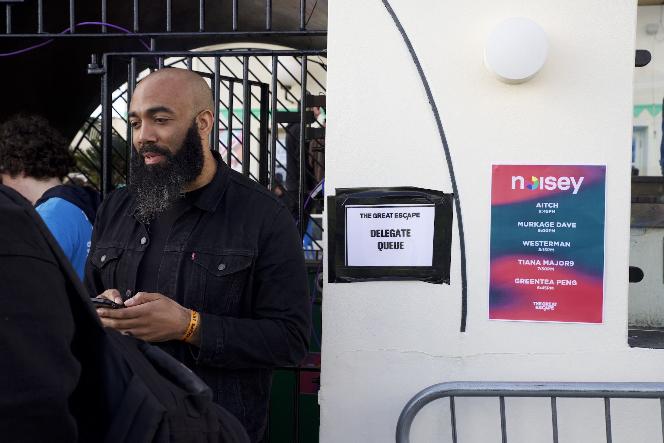 Performer Murkage Dave outside the Noisey Great Escape 2019 party