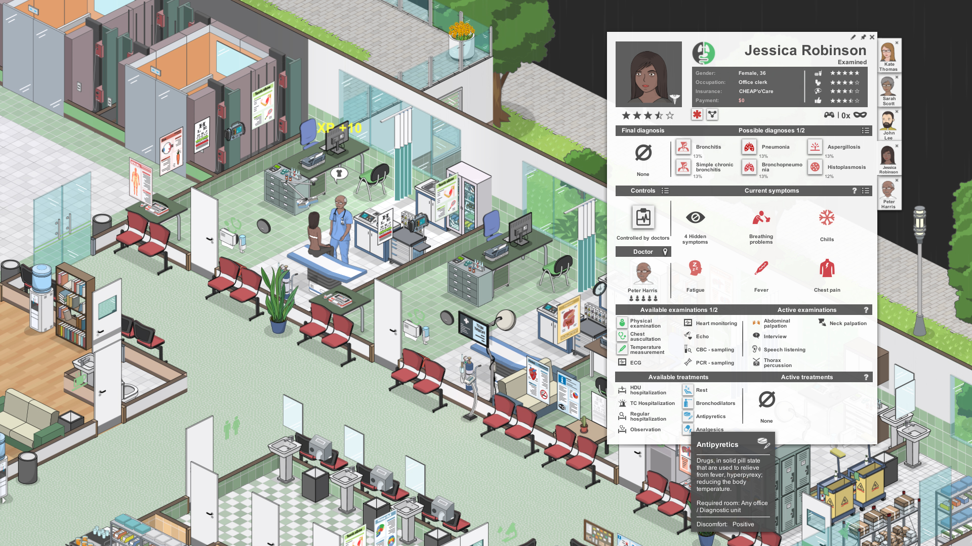 A character sheet in Project Hospital