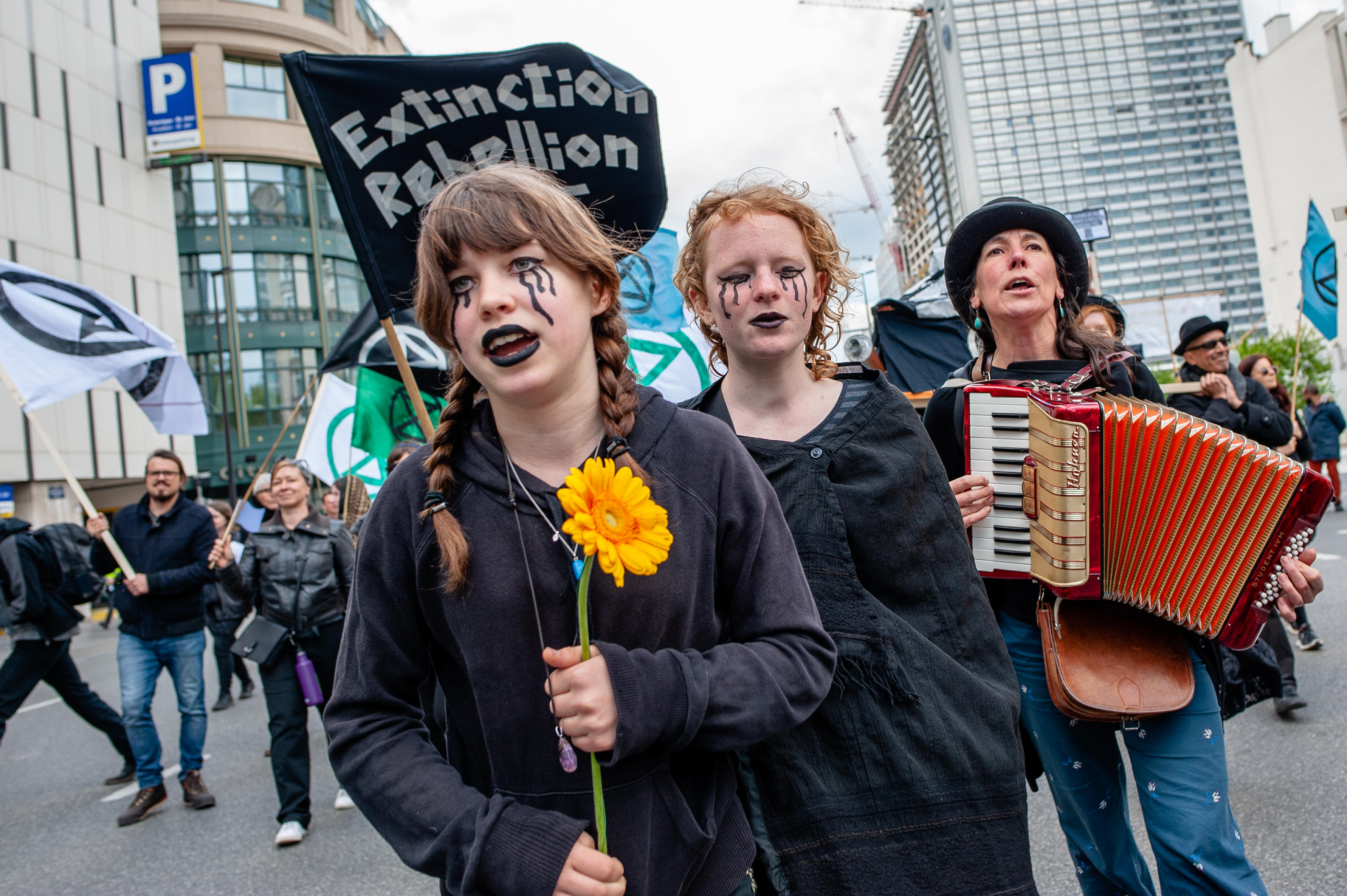Activists from Rebellion Extinction protesting in Brussels
