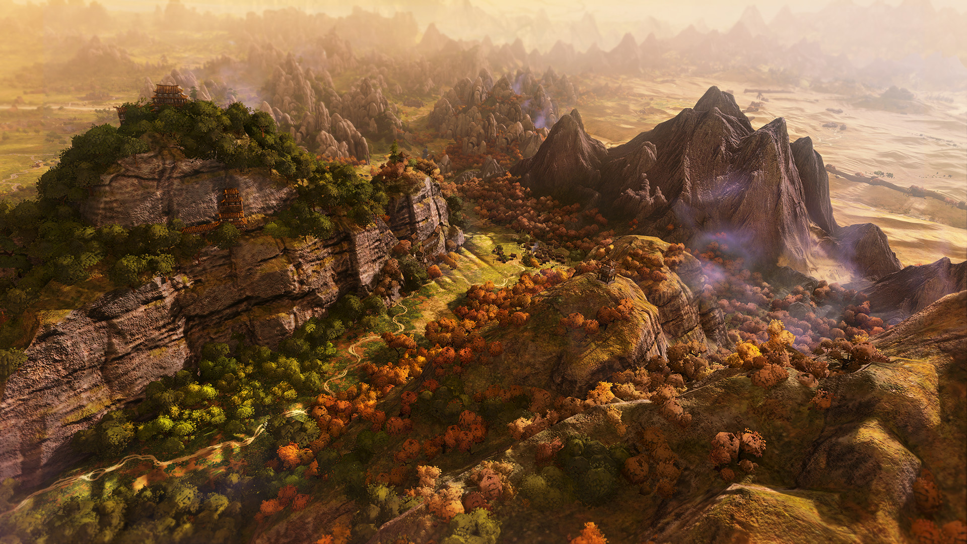 A beautiful mountain and forest range on the strategy map in Three Kingdoms