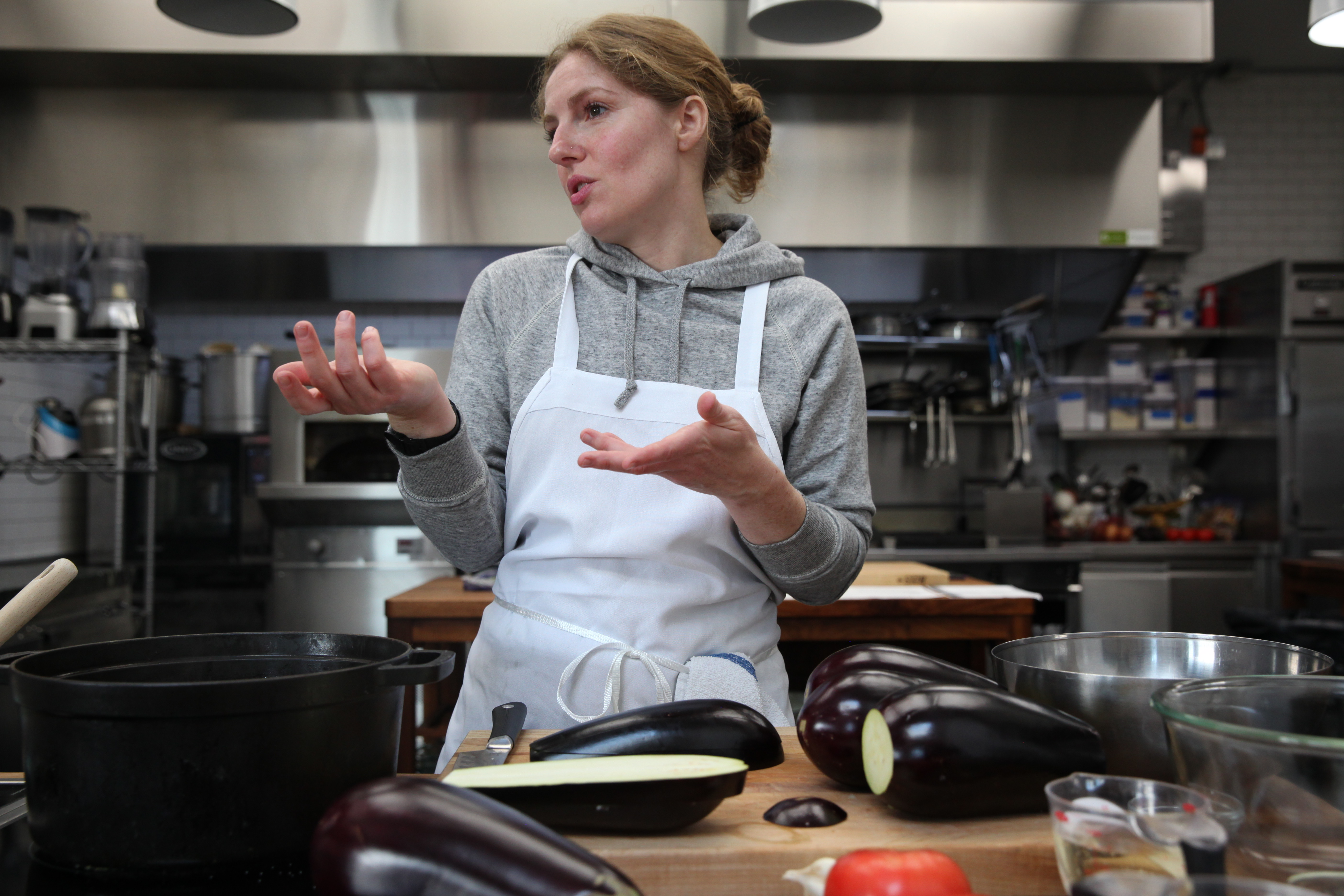 chef abra berens of granor farm in the munchies test kitchen