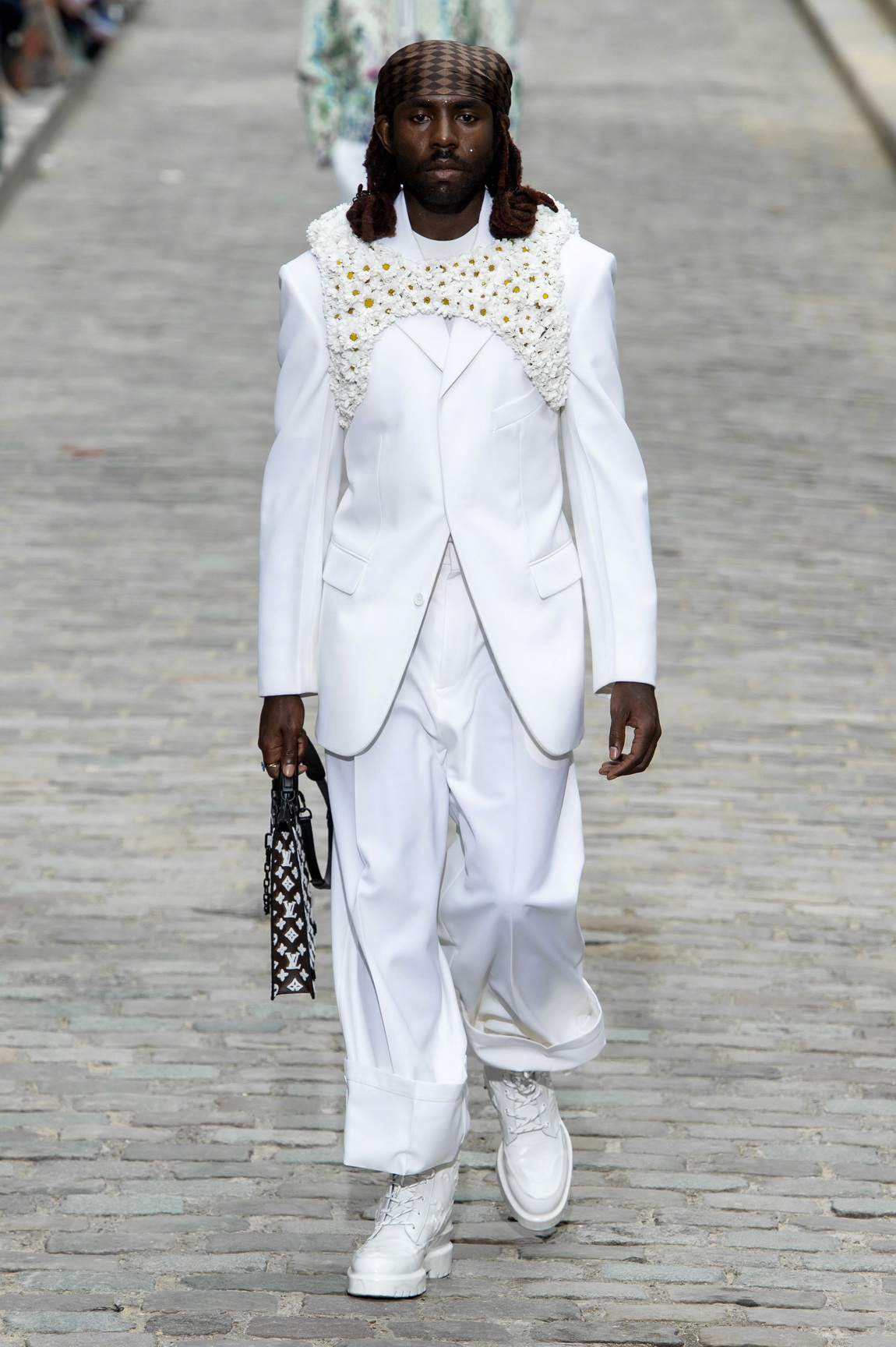 Lexica - Male model walking dow the catwalk, fashion, louis vuitton,  streetwear, virgil abloh