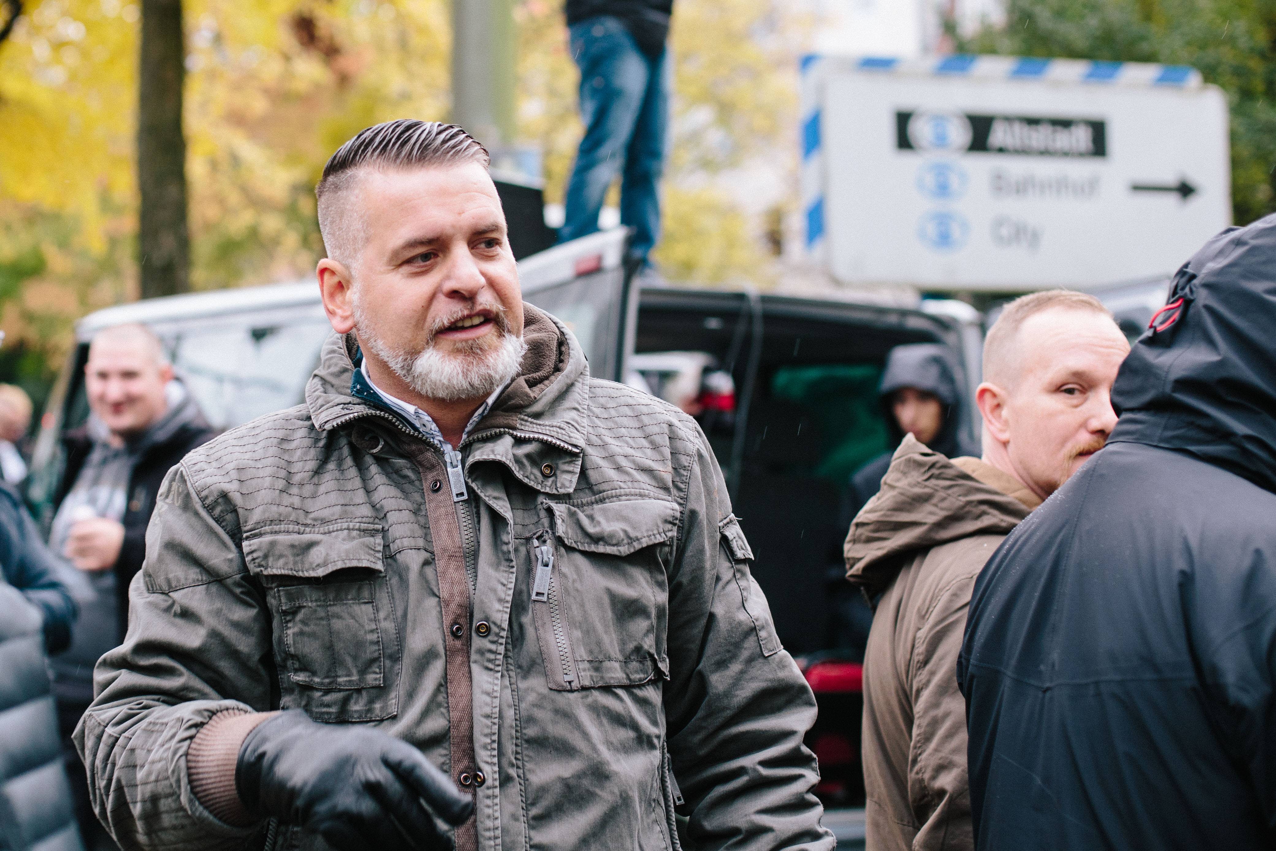 Thorsten Heise auf einer Demonstration