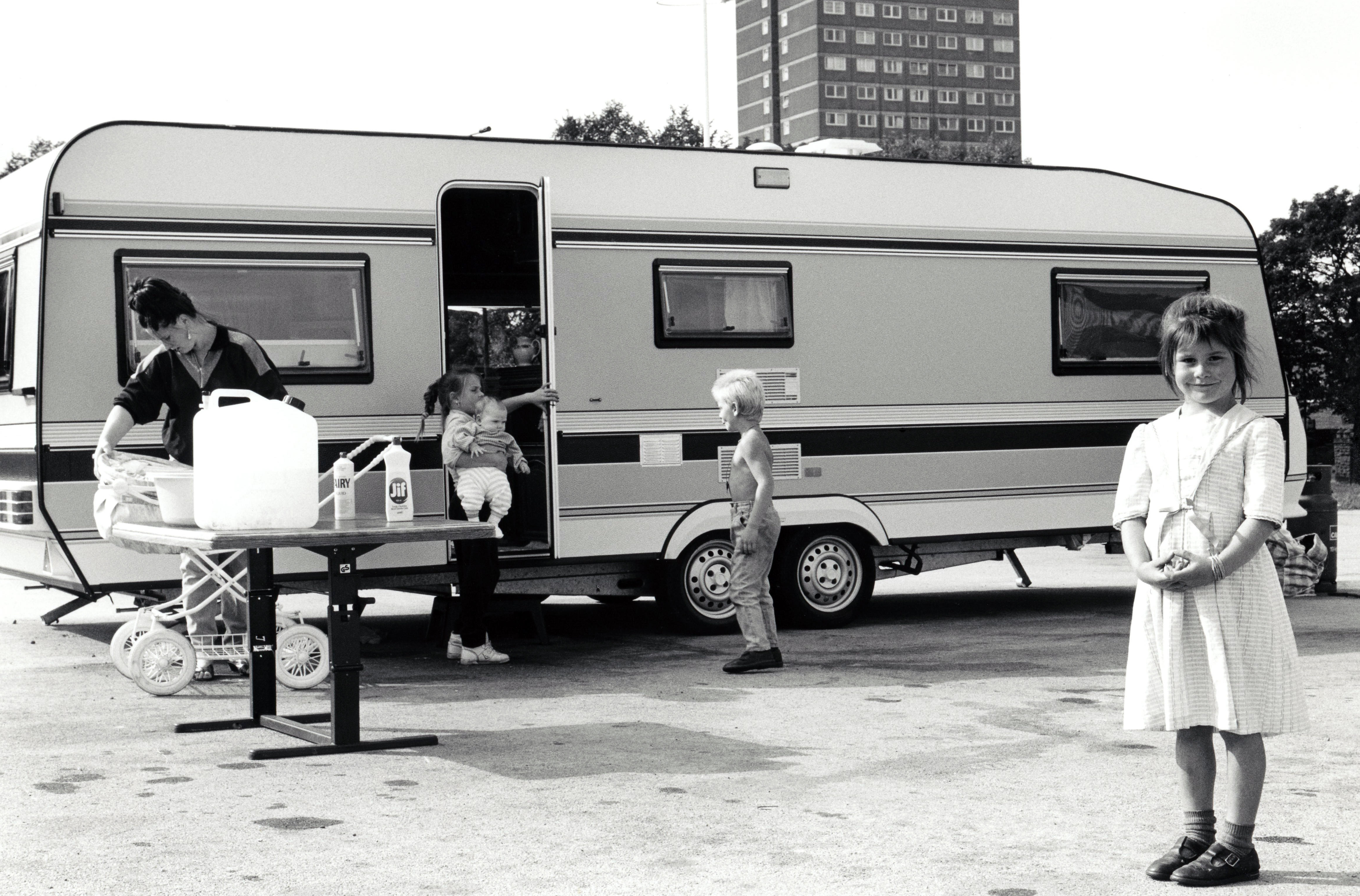Traveller family with their van