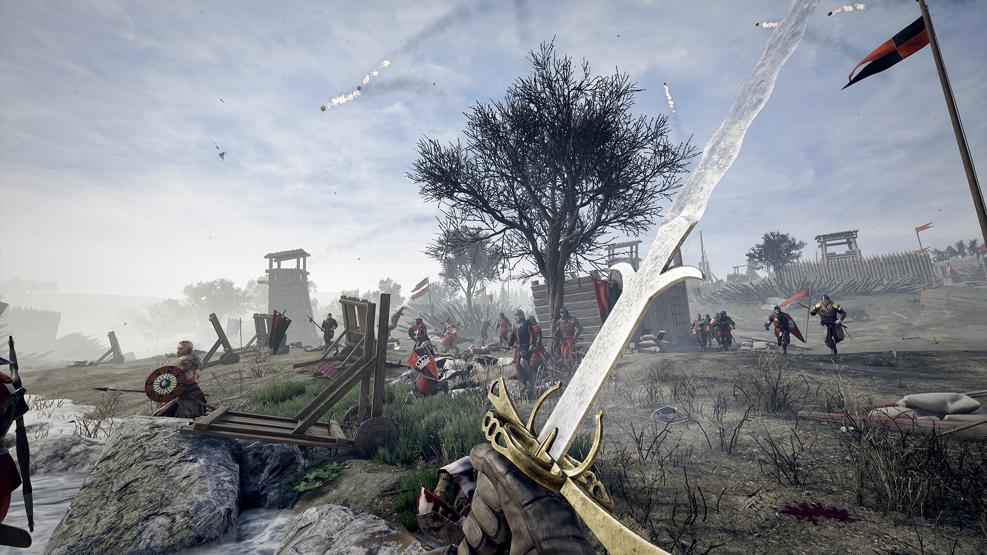 A character brandishes a sword in Mordhau