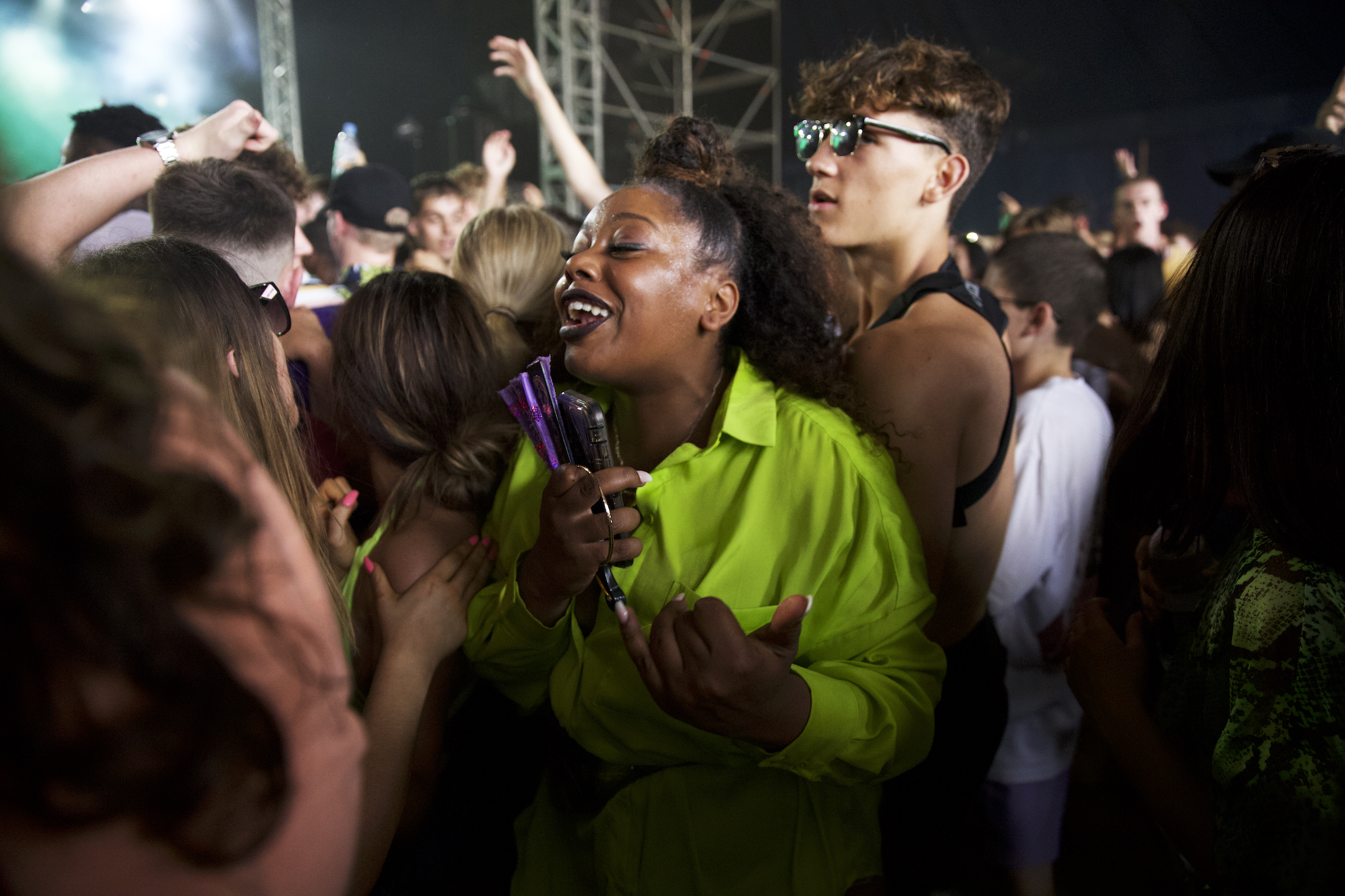 A punter at the Noisey Stage at Lovebox festival 2019