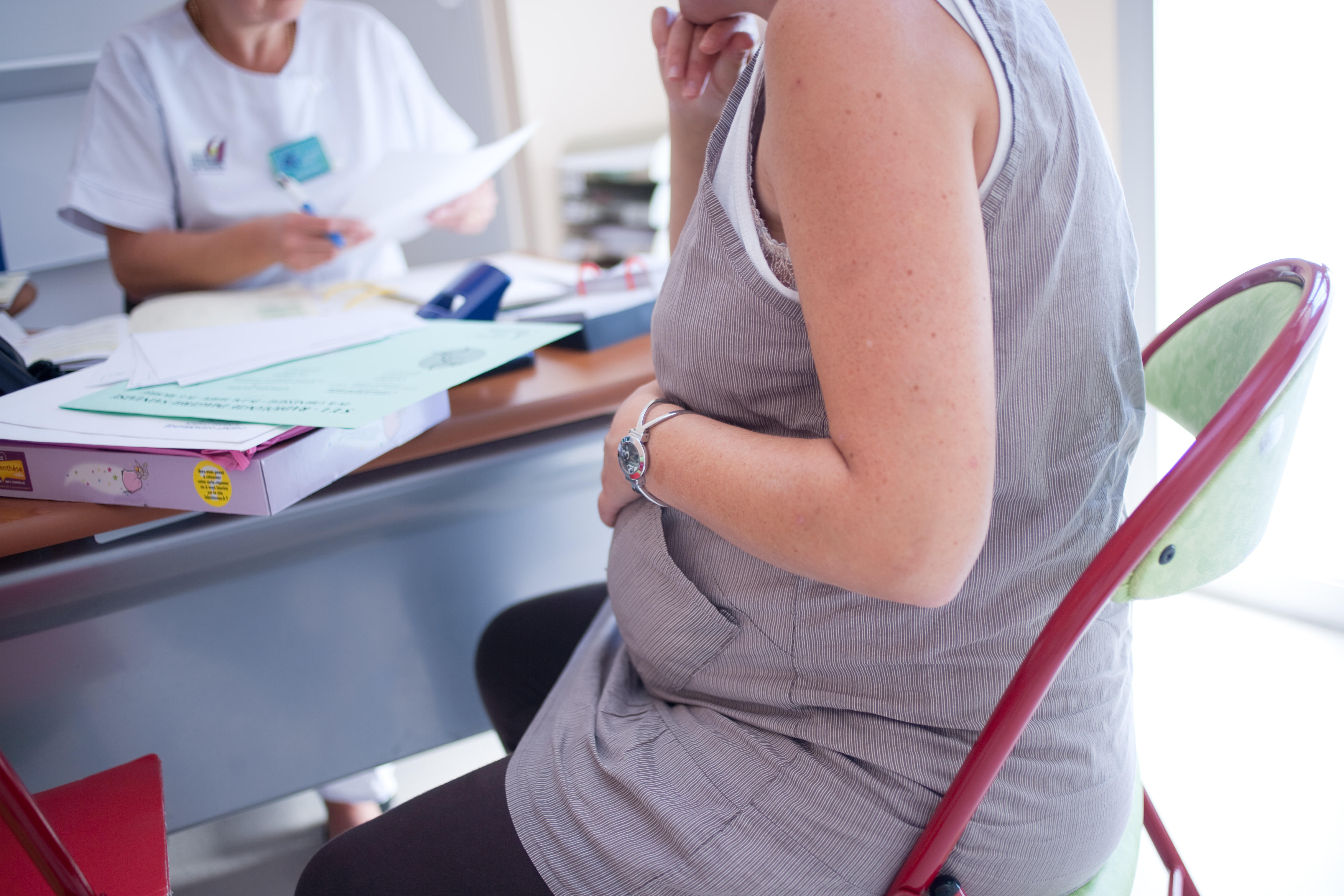 Pregnant woman at a hospital appointment