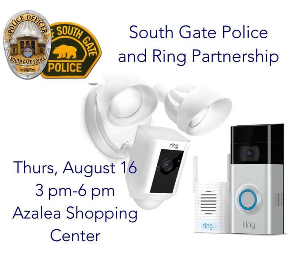 South Gate, CA promotional image for a Ring discount event.