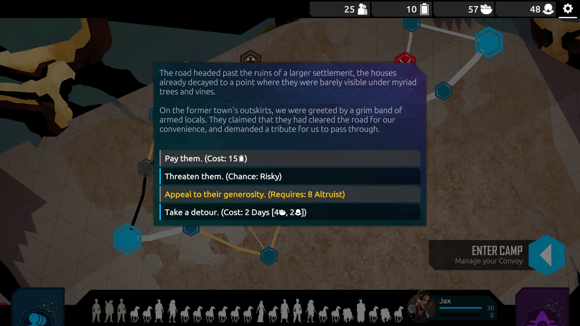 Screenshot from Nowhere Prophet: Dialog box with the following text: 