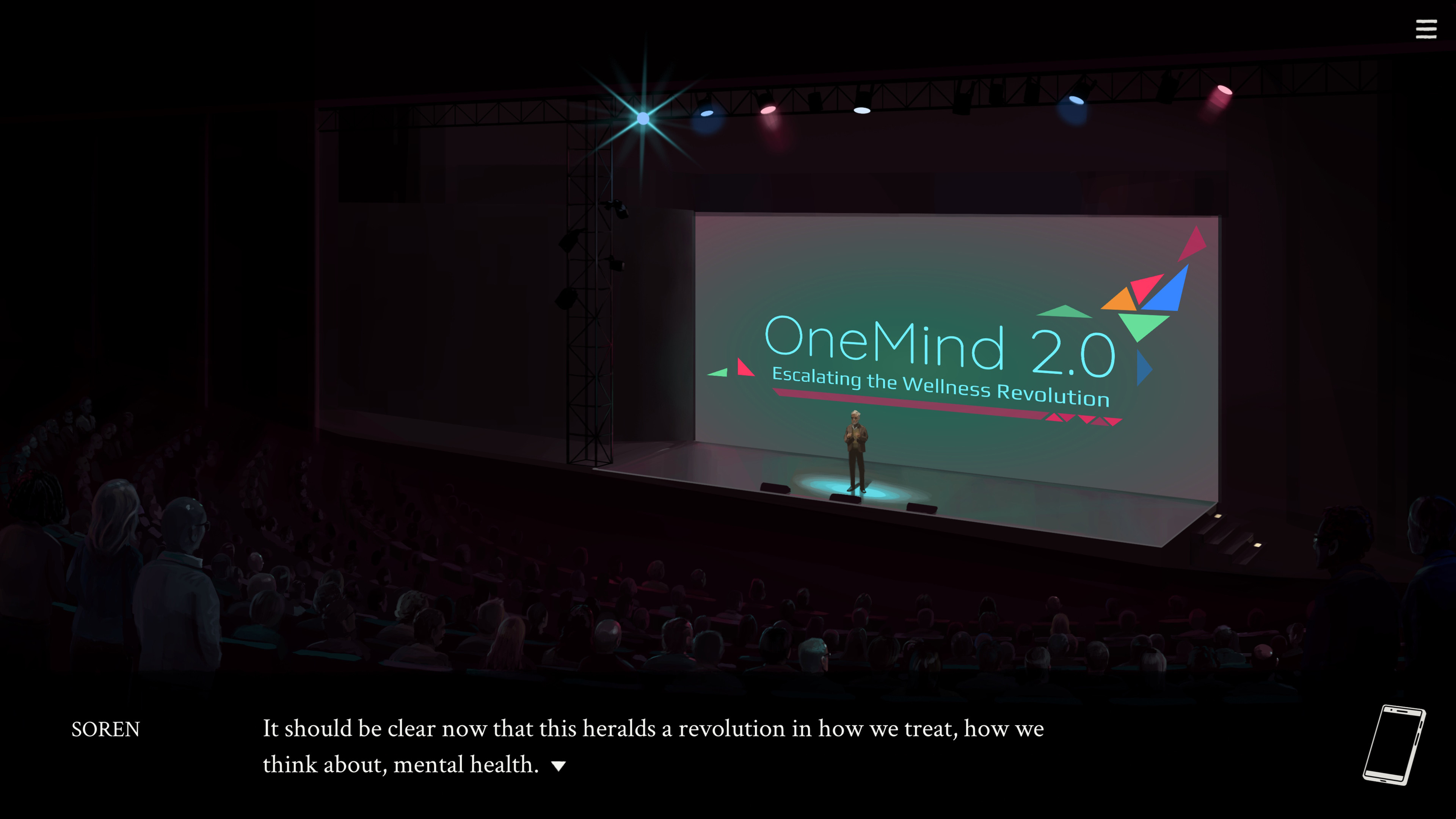 A tech conference depicted in Eliza.