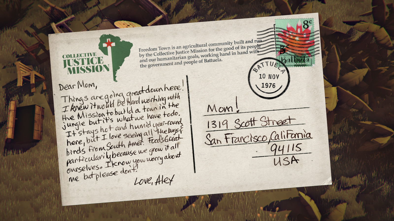 An ambiguous postcard in the Church in the Darkness that may or may not be a sign a relative is in trouble.