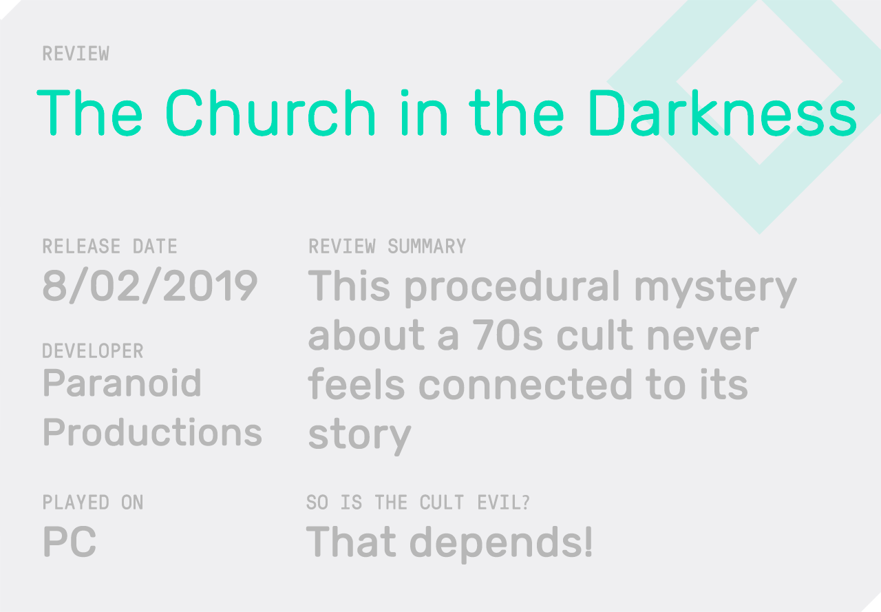 Church-In-The-Darkness-Review-Block containing the summary for a review of Church in the Darkness and declaring whether it is any good