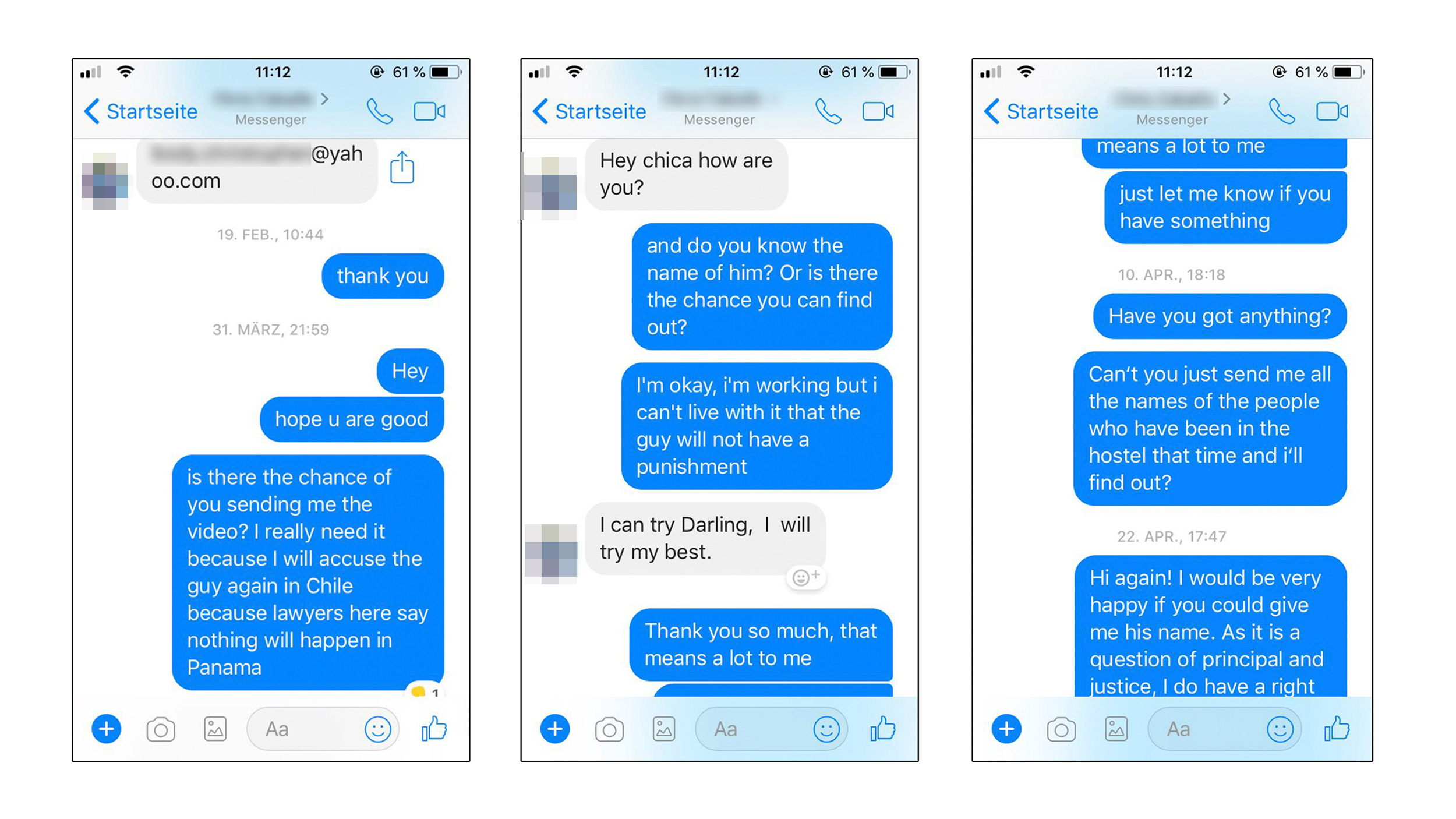 Screenshots von Chat-Nachrichten