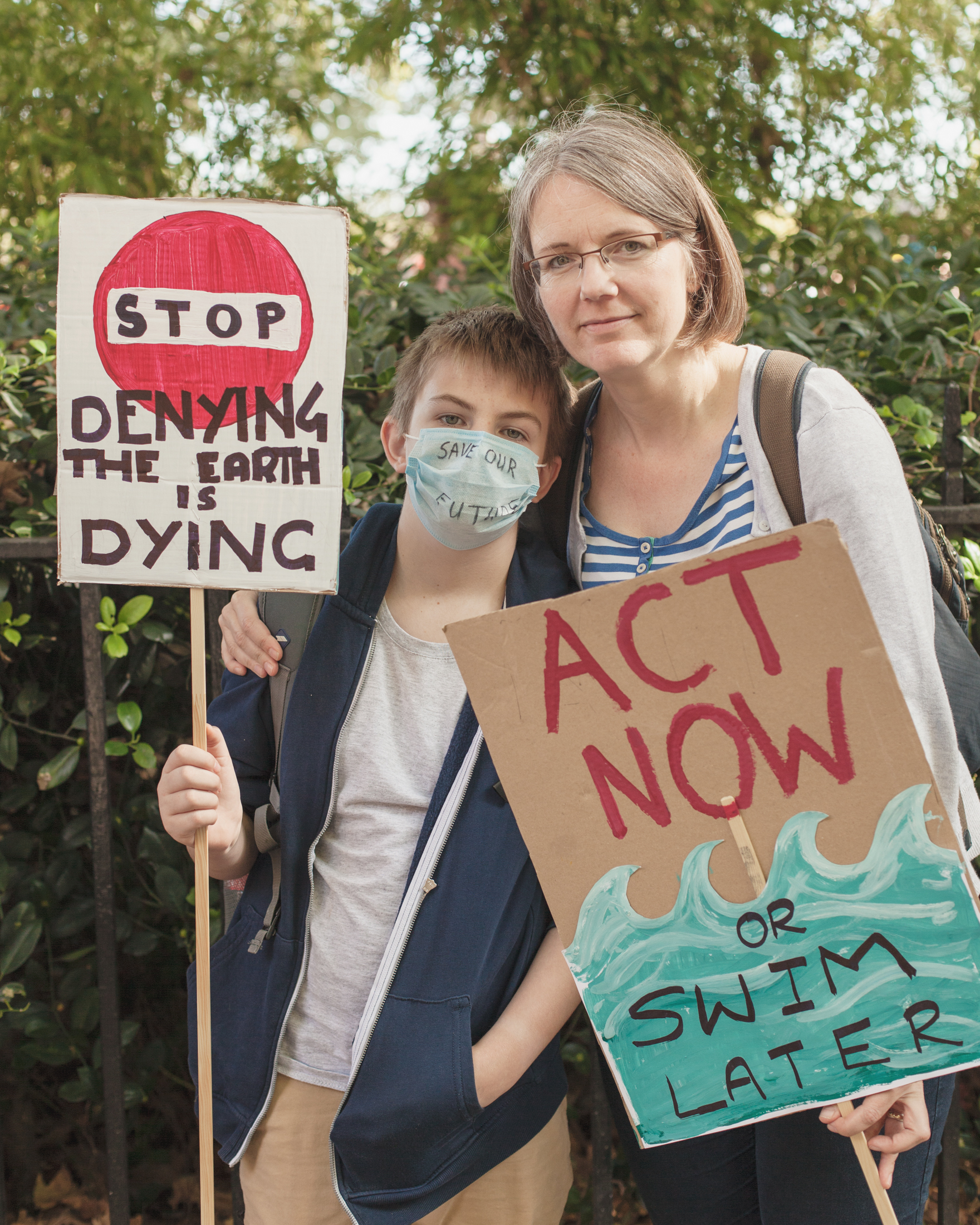 family at climate strike protest