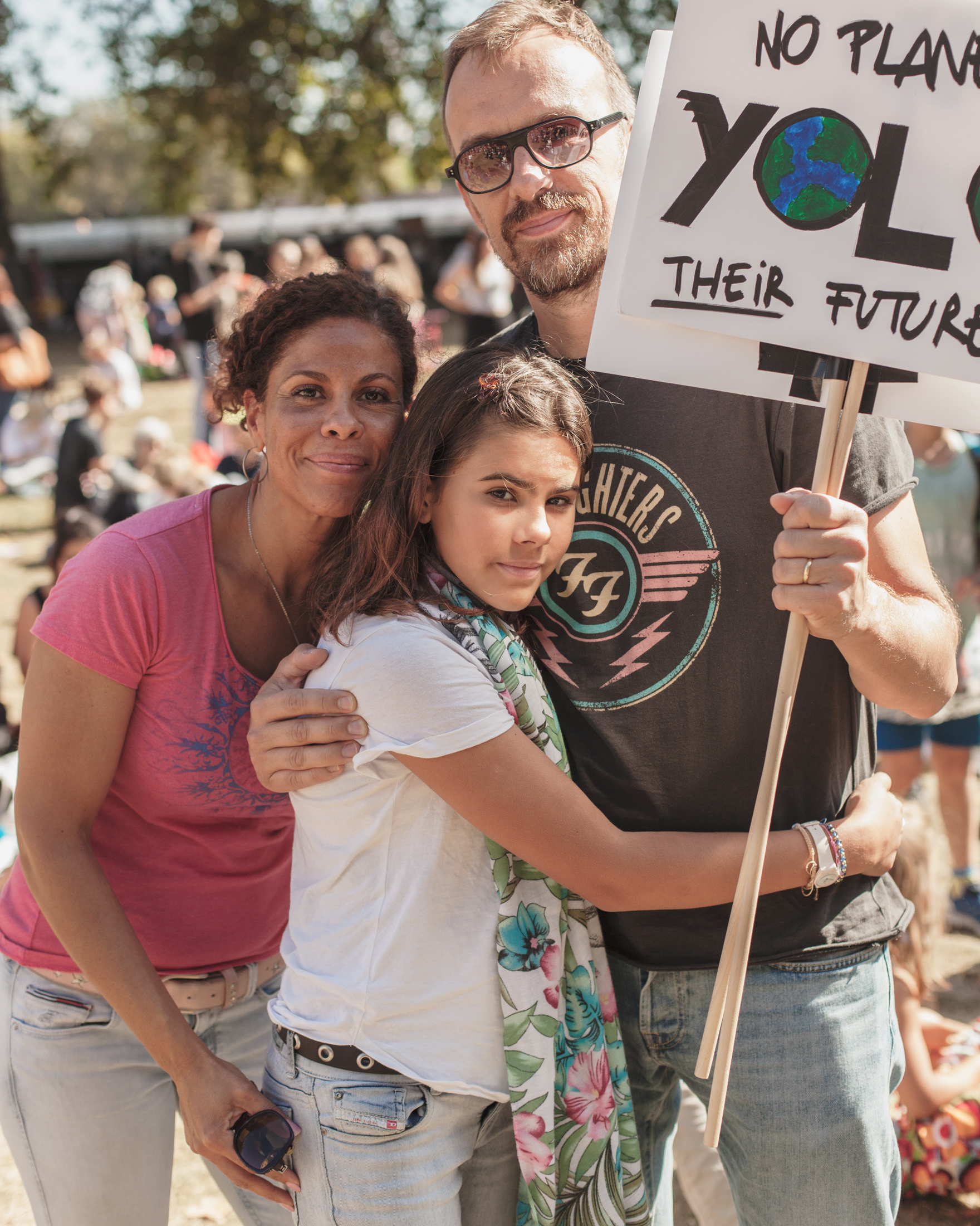 family at climate strike protest