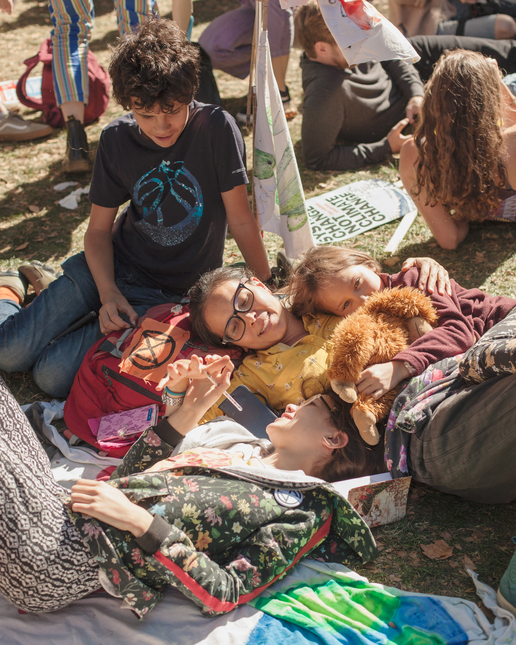 family at climate strike protest