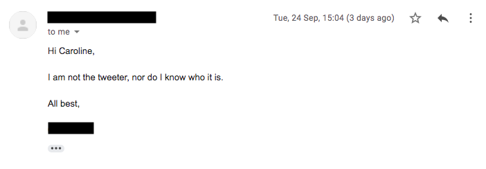 Screenshot of an email from a Columbia professor.