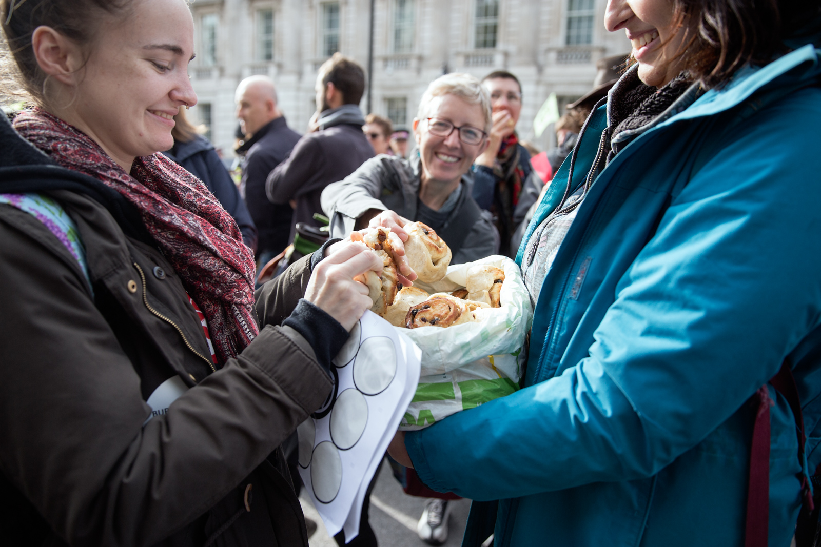 Extinction Rebellion volunteers hand out food