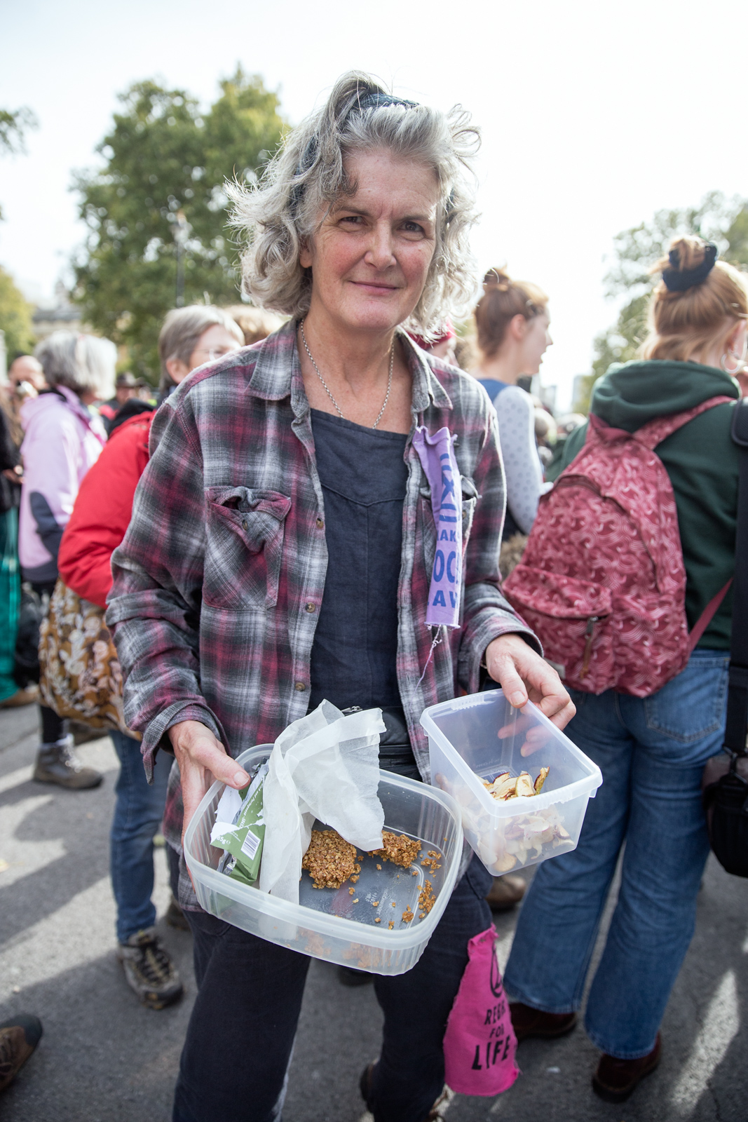Extinction Rebellion volunteers hand out food