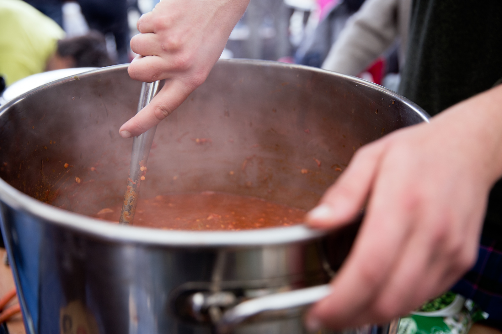 Extinction Rebellion volunteers hand out food
