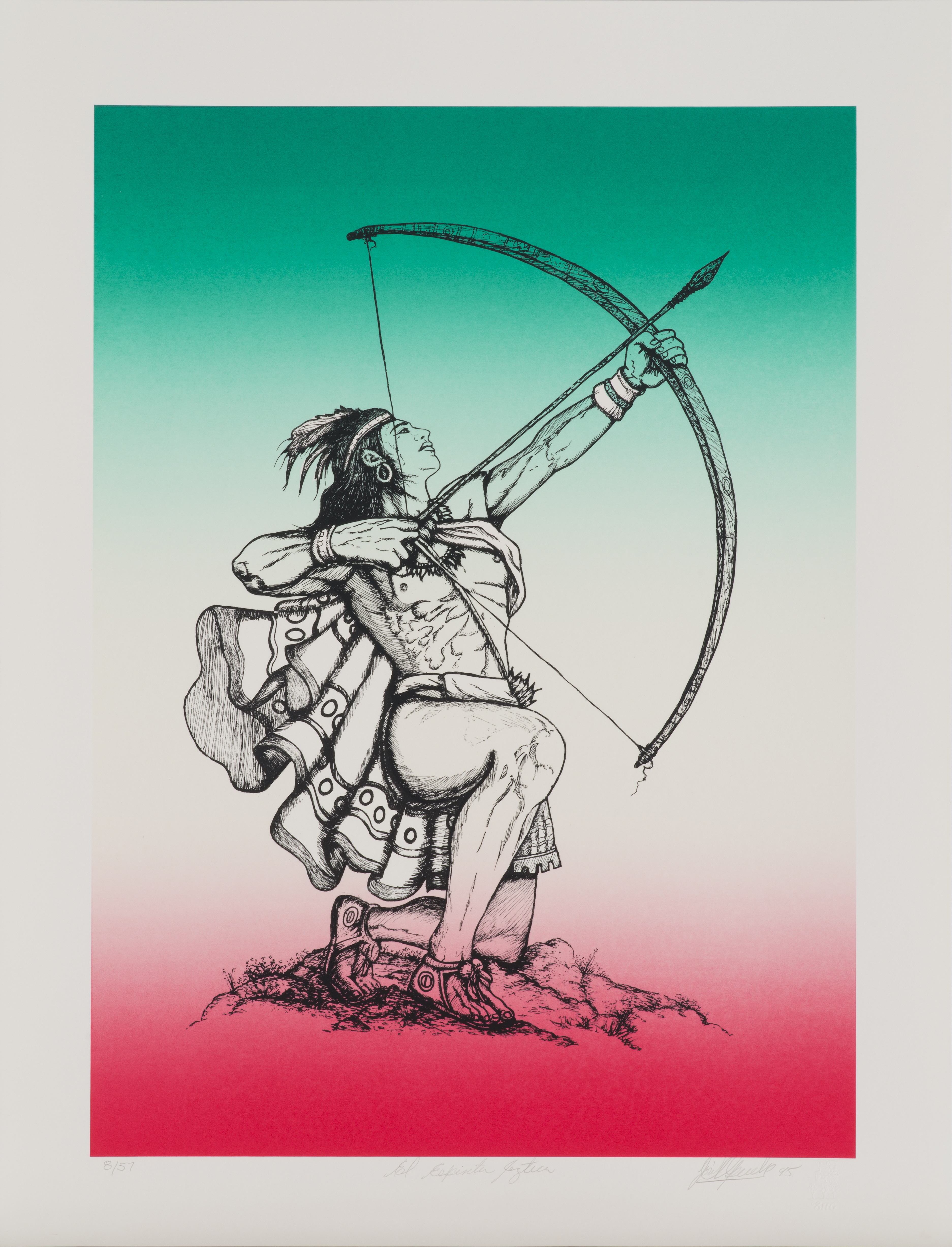José Alpuche, El Espiritu Azteca, 1995, screenprint, 26 x 20 in., Blanton Museum of Art, The University of Texas at Austin, Gift of Gilberto Cárdenas, 2019