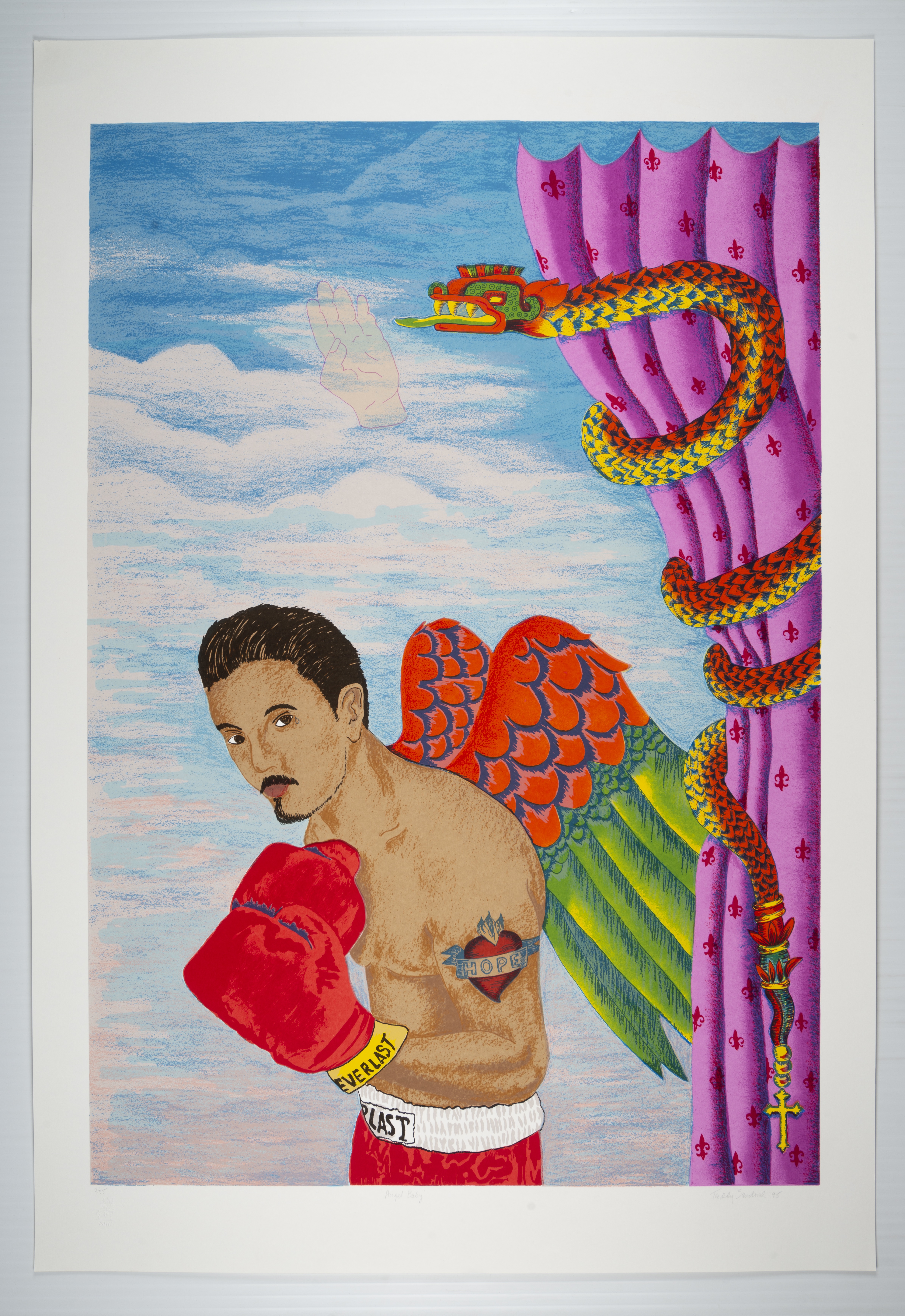Teddy Sandoval, Angel Baby, 1995, screenprint, 44 x 30 in., Blanton Museum of Art, The University of Texas at Austin, Gift of Gilberto Cárdenas, 2017
