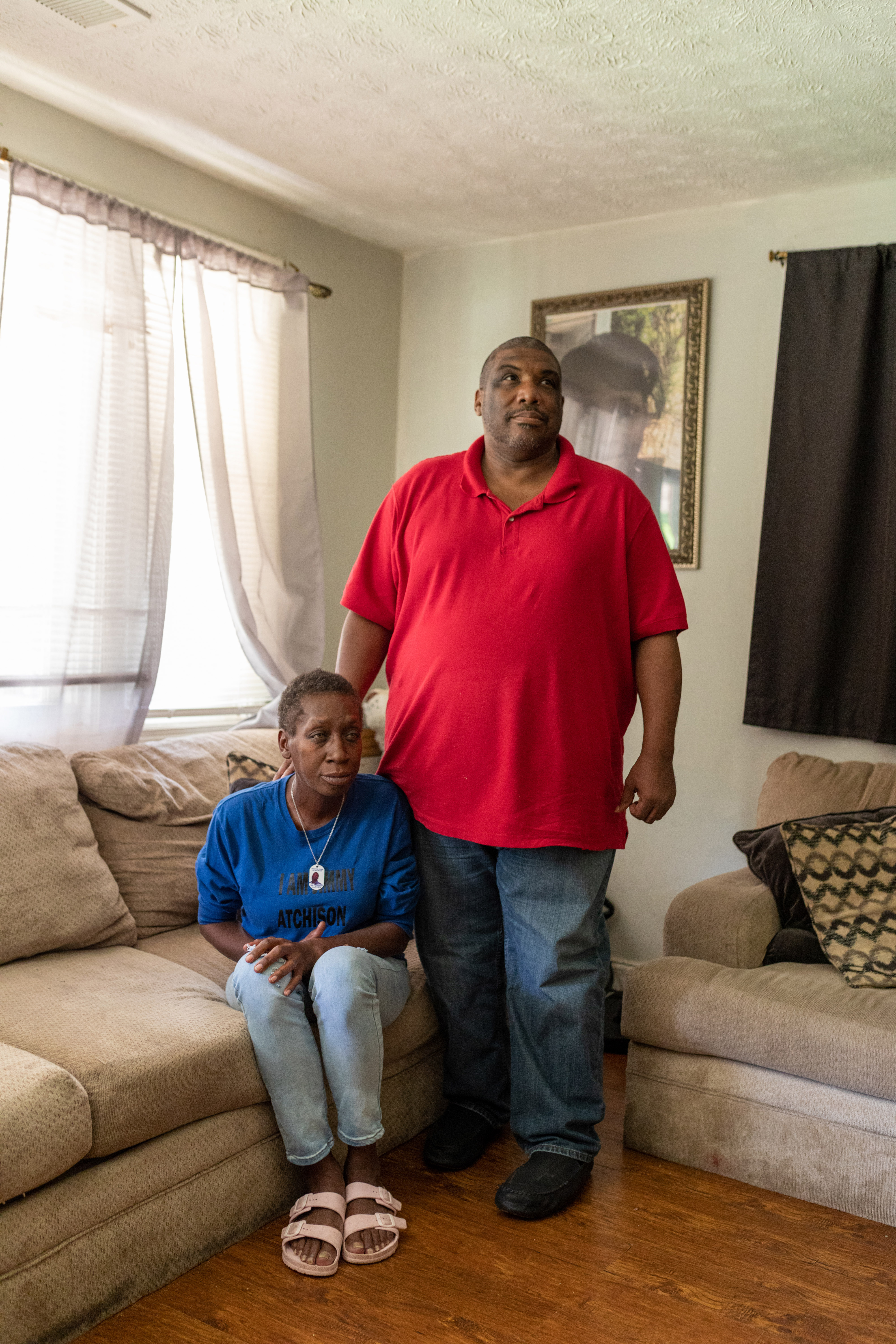 Cynthia Atchison and Jimmy Hill, mother and father of Jimmy Atchison, who was unarmed and hiding in a closet when he was killed by an Atlanta police officer who was part of the FBI’s Atlanta Metro Major Offender task force