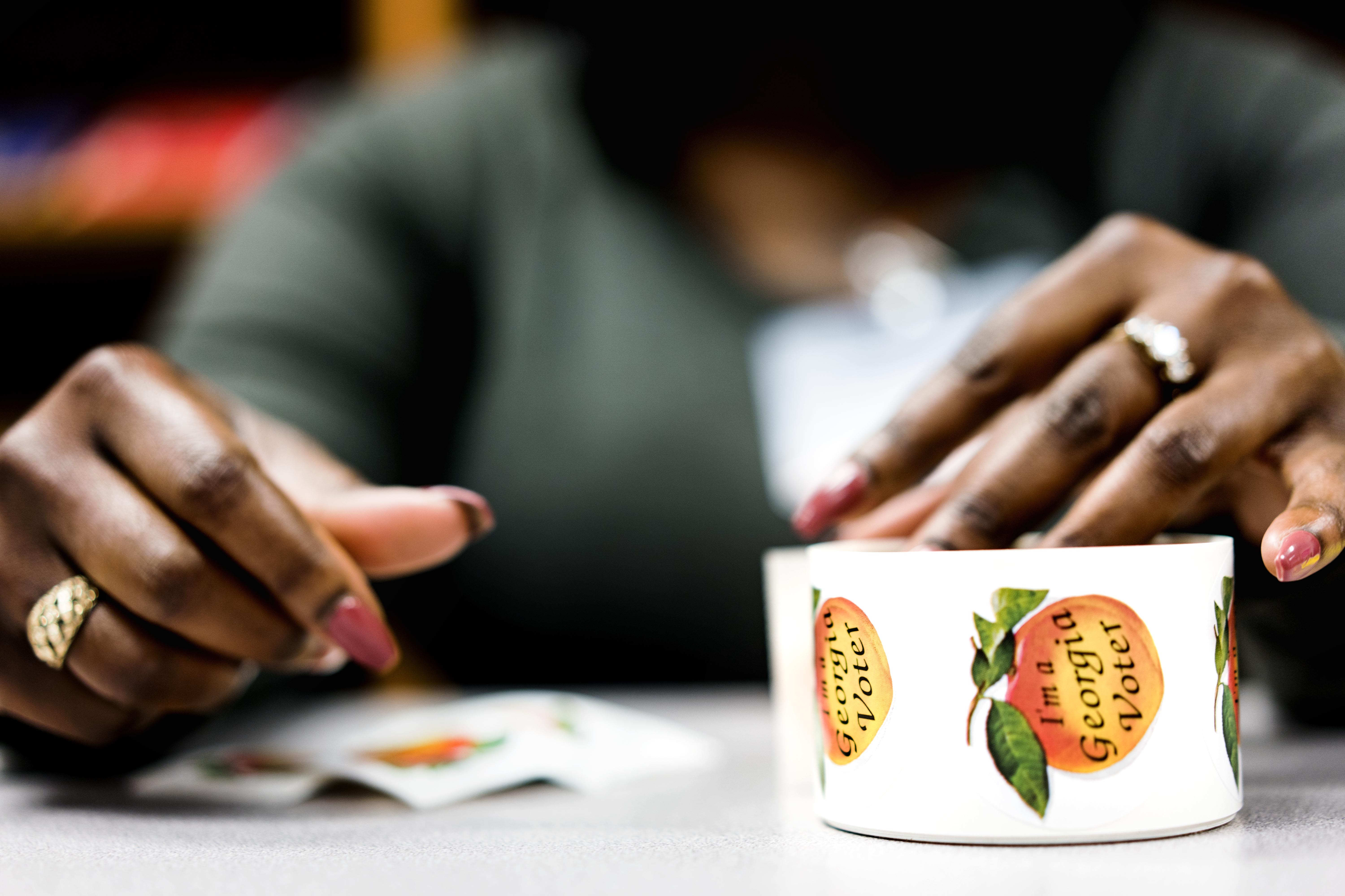 I voted stickers showing the Georgia peach