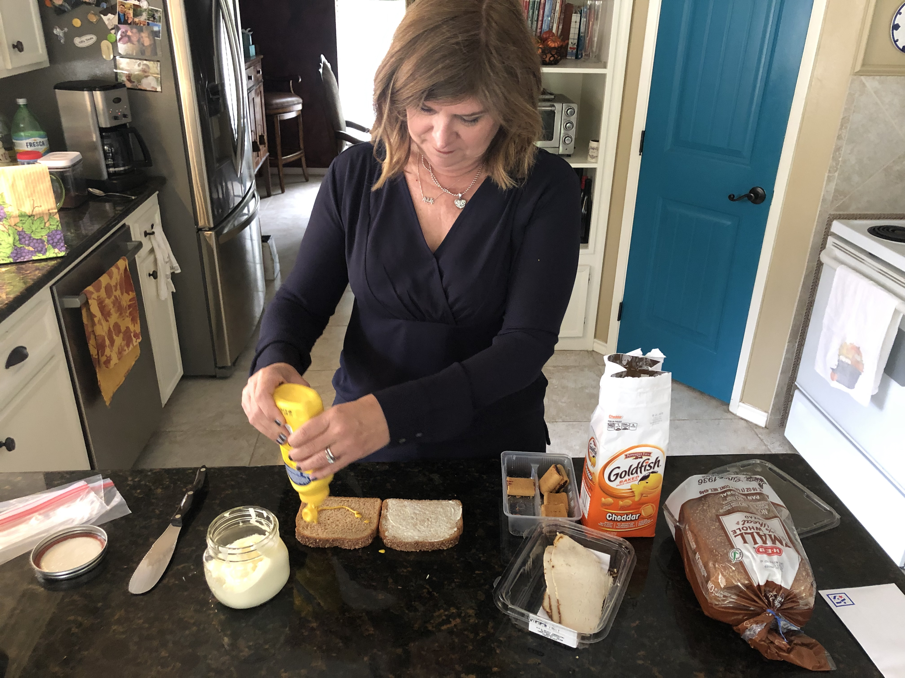 My mom making my lunch
