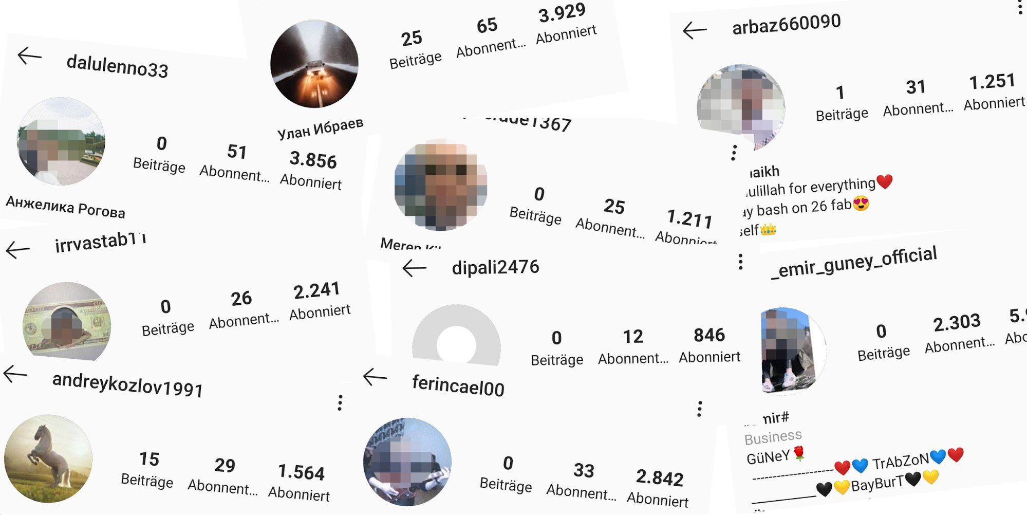 Screenshots von Henris Followern