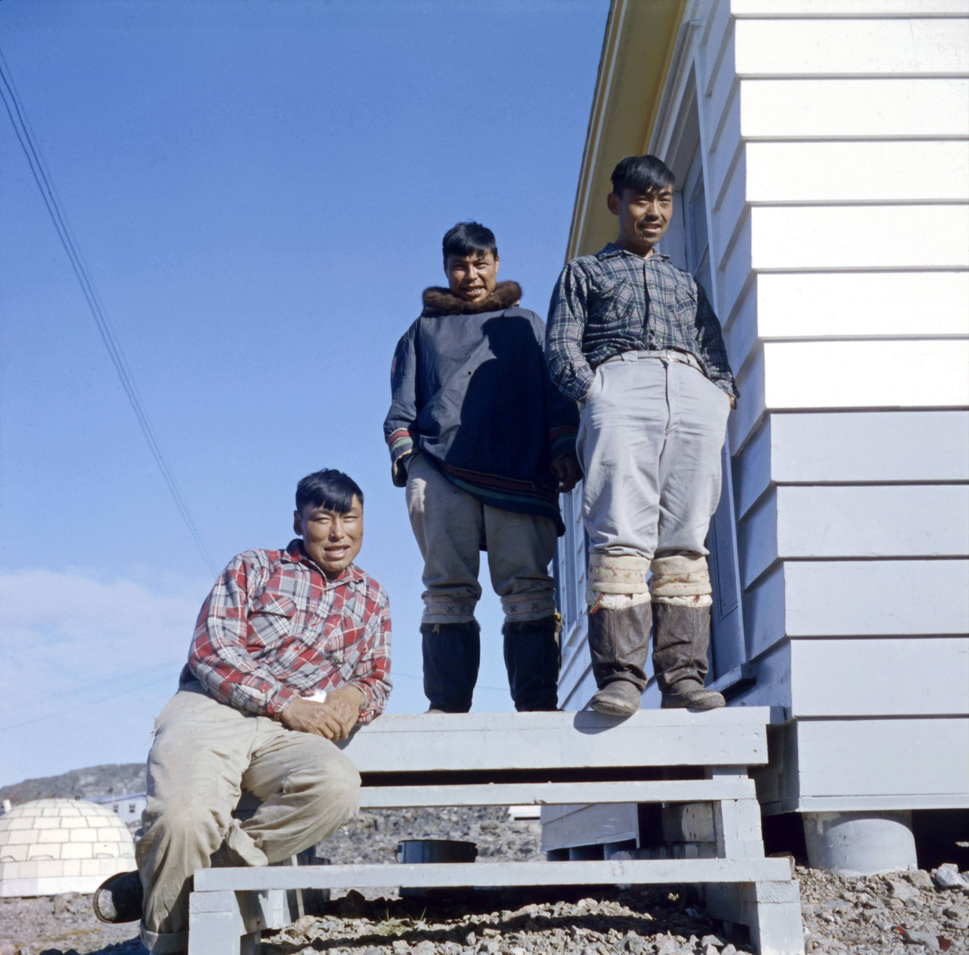 1.	Artists (left to right): Eegyvudluk Pootoogook, Iyola Kingwatsiak and Lukta Qiatsuk (Inuit), Cape Dorset, c. 1960. (Rosemary Eaton) © Libraries and Archives Canada