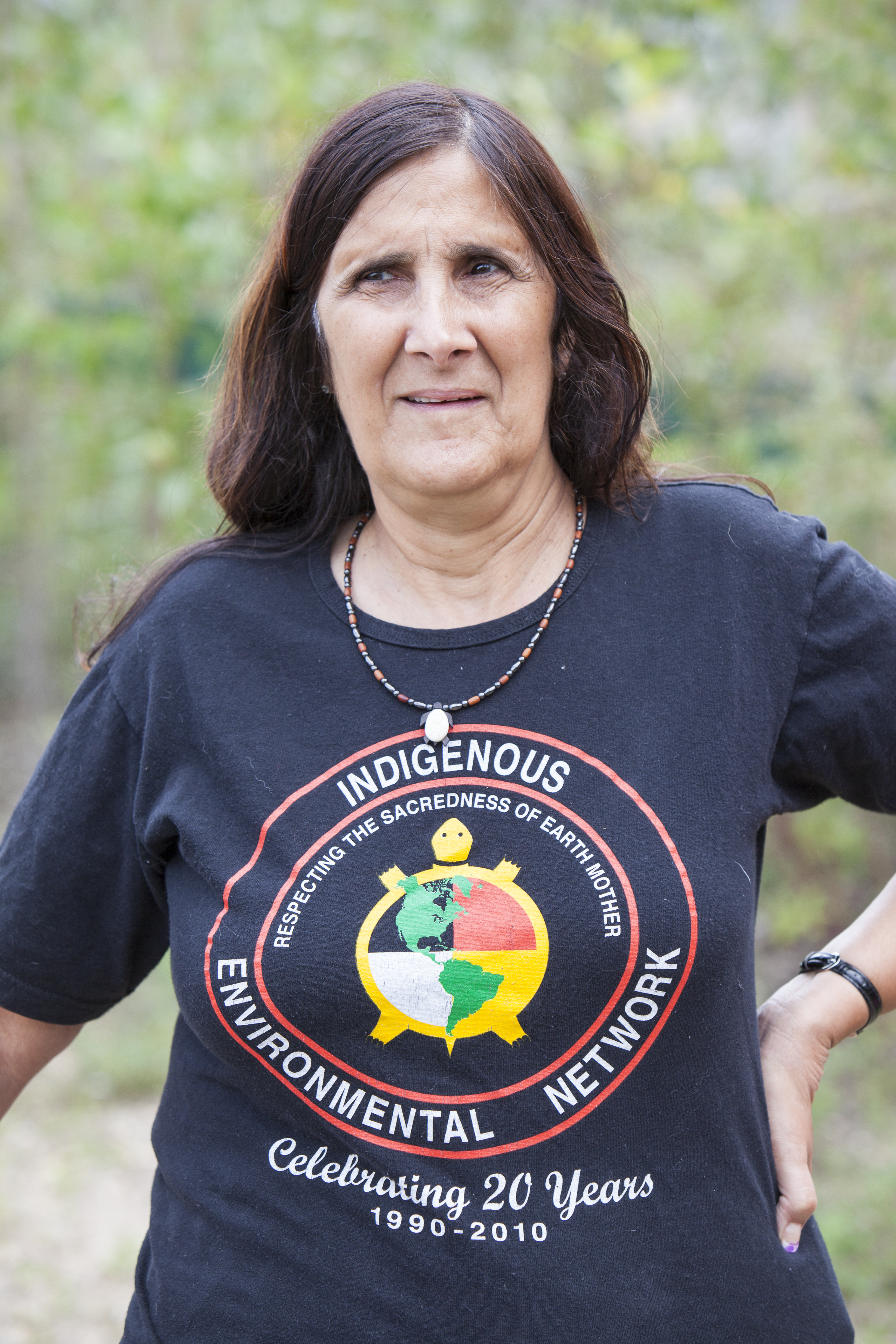 An Indigenous protester against tar sands extraction in Alberta, Canada.