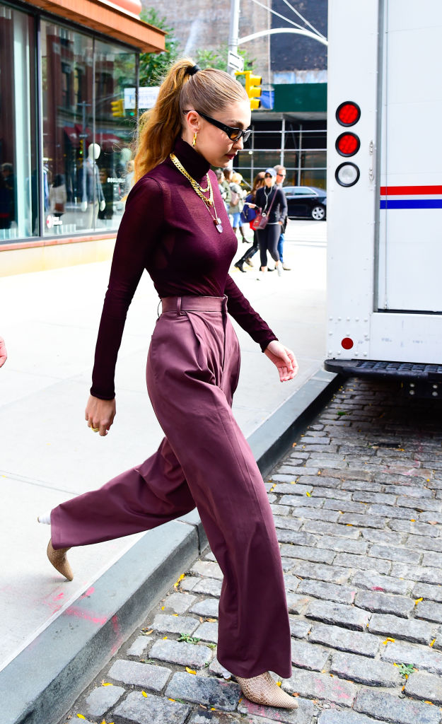 Gigi Hadid wearing trousers