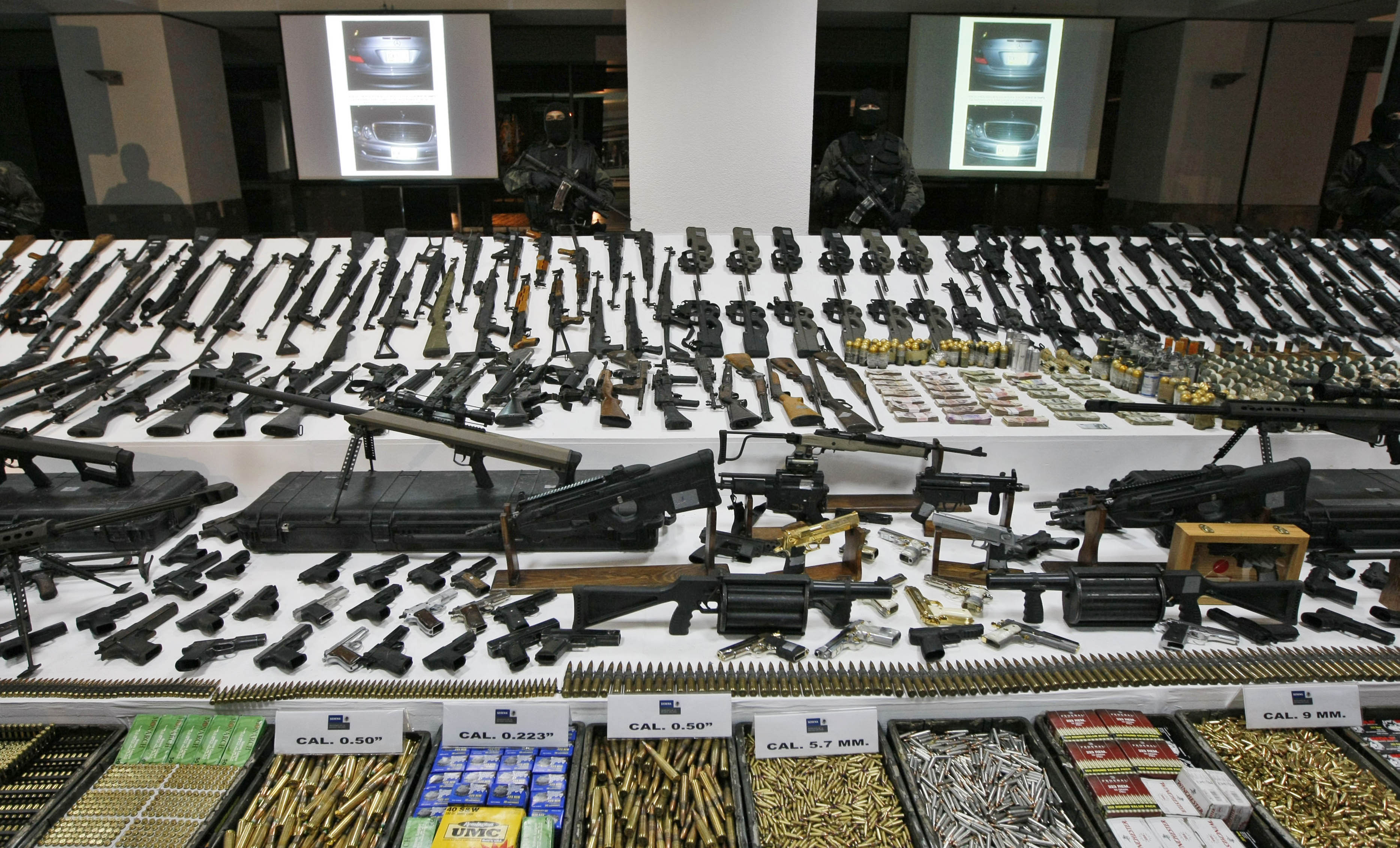 A variety of firearms seized by Mexican authorities.