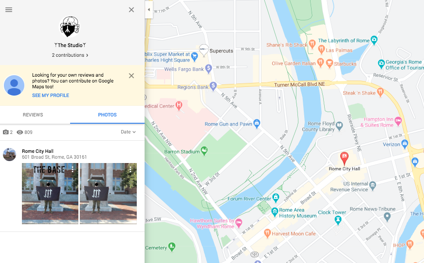 A screenshot of the two photos uploaded by Lane onto Google Maps.