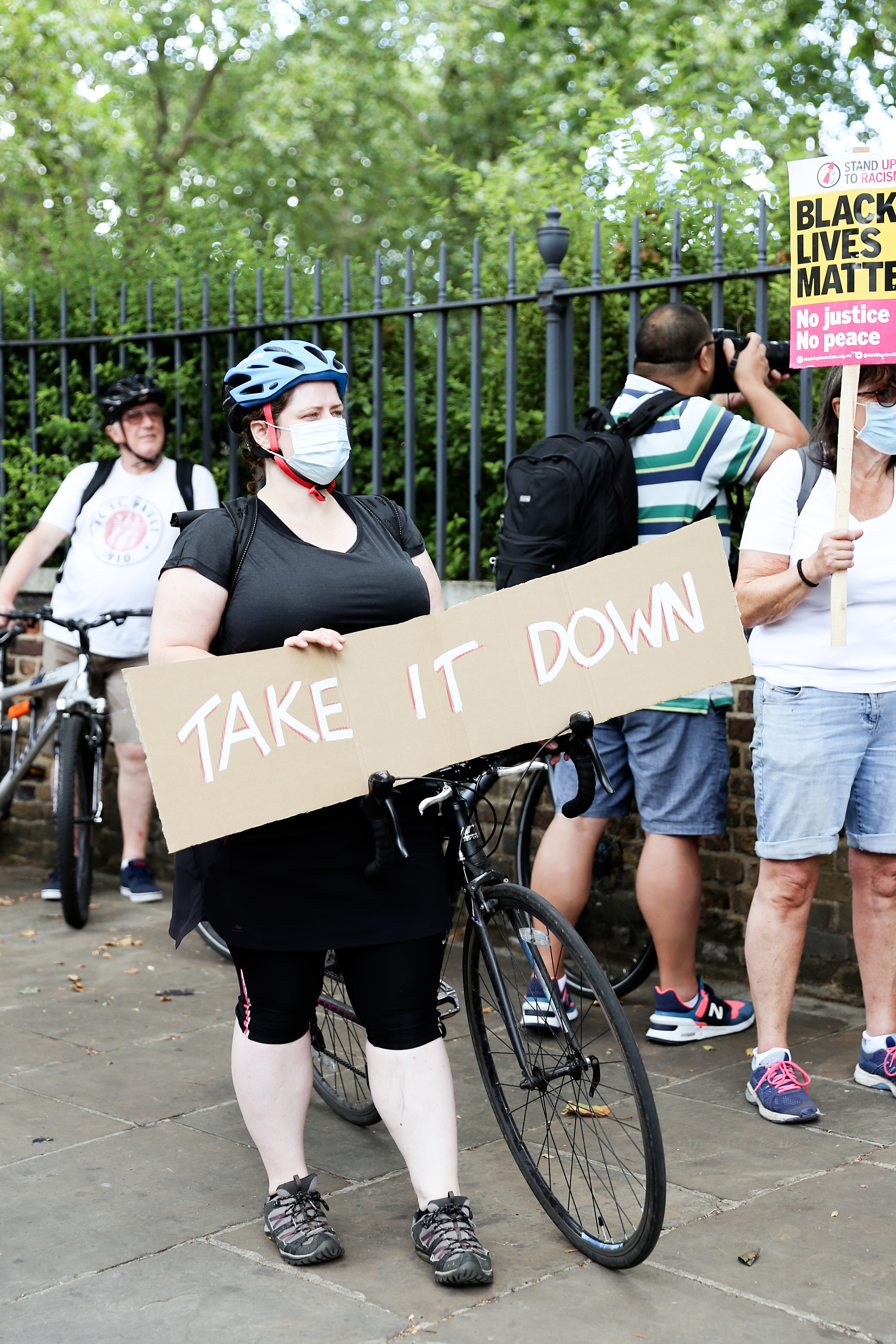 Eloise Paterson at the protest against Robert Geffrye statue at Museum of the Home