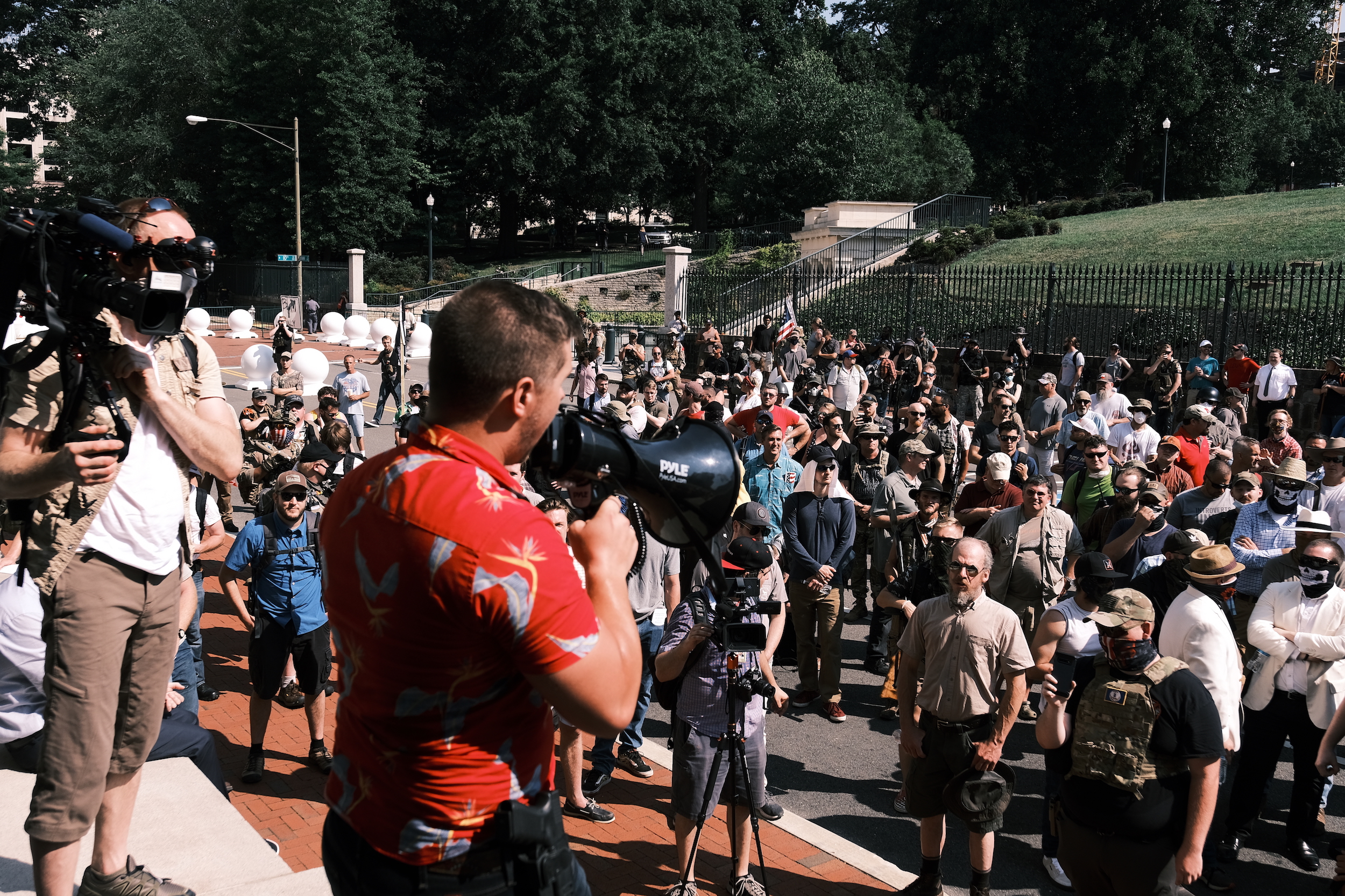 Mike Dunn addresses a crowd during an open carry protest on July 4 in Richmond, Virginia. (Photo by Eze Amos/Getty Images)