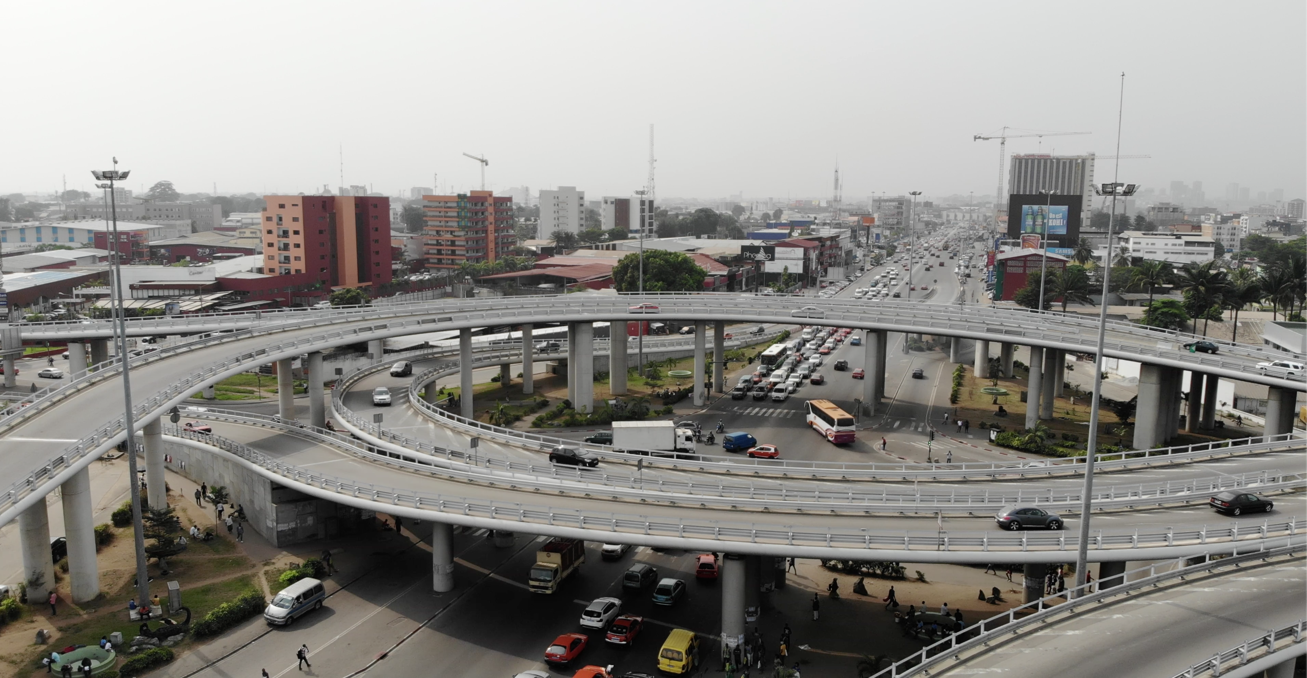 New highways built across Abidjan. 